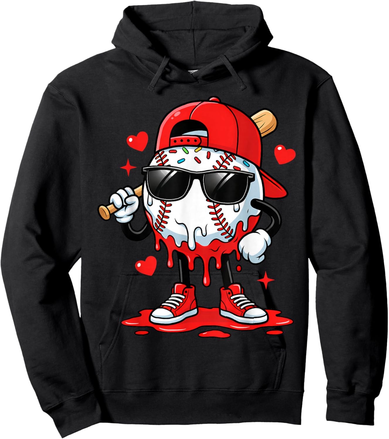 Baseball Drip Icecream Apparel Youth Boy Valentine Hoodie - Hoodie | Black