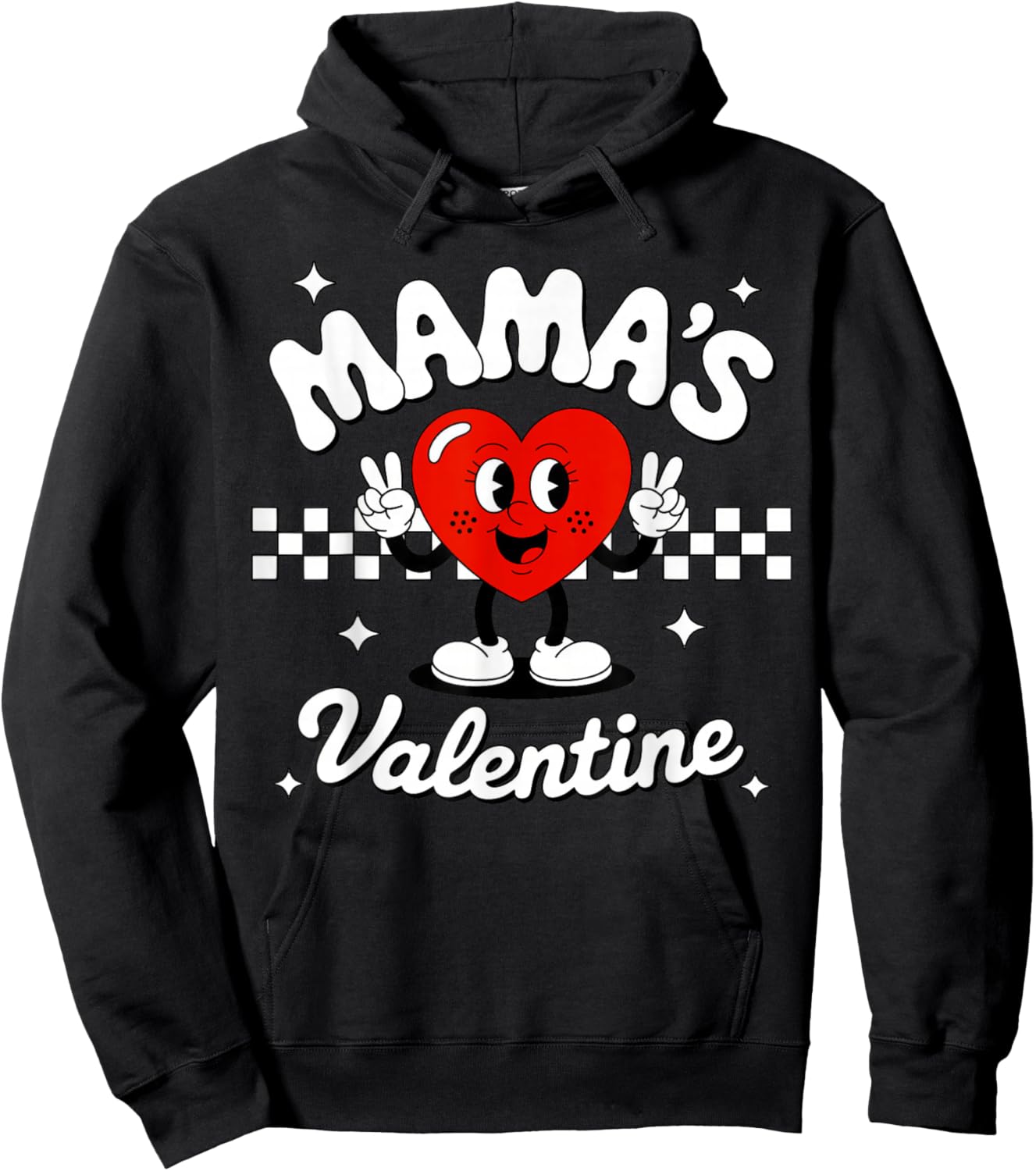 Mama's Valentine Heart Funny Valentines Day Hoodie - Hoodie | Black