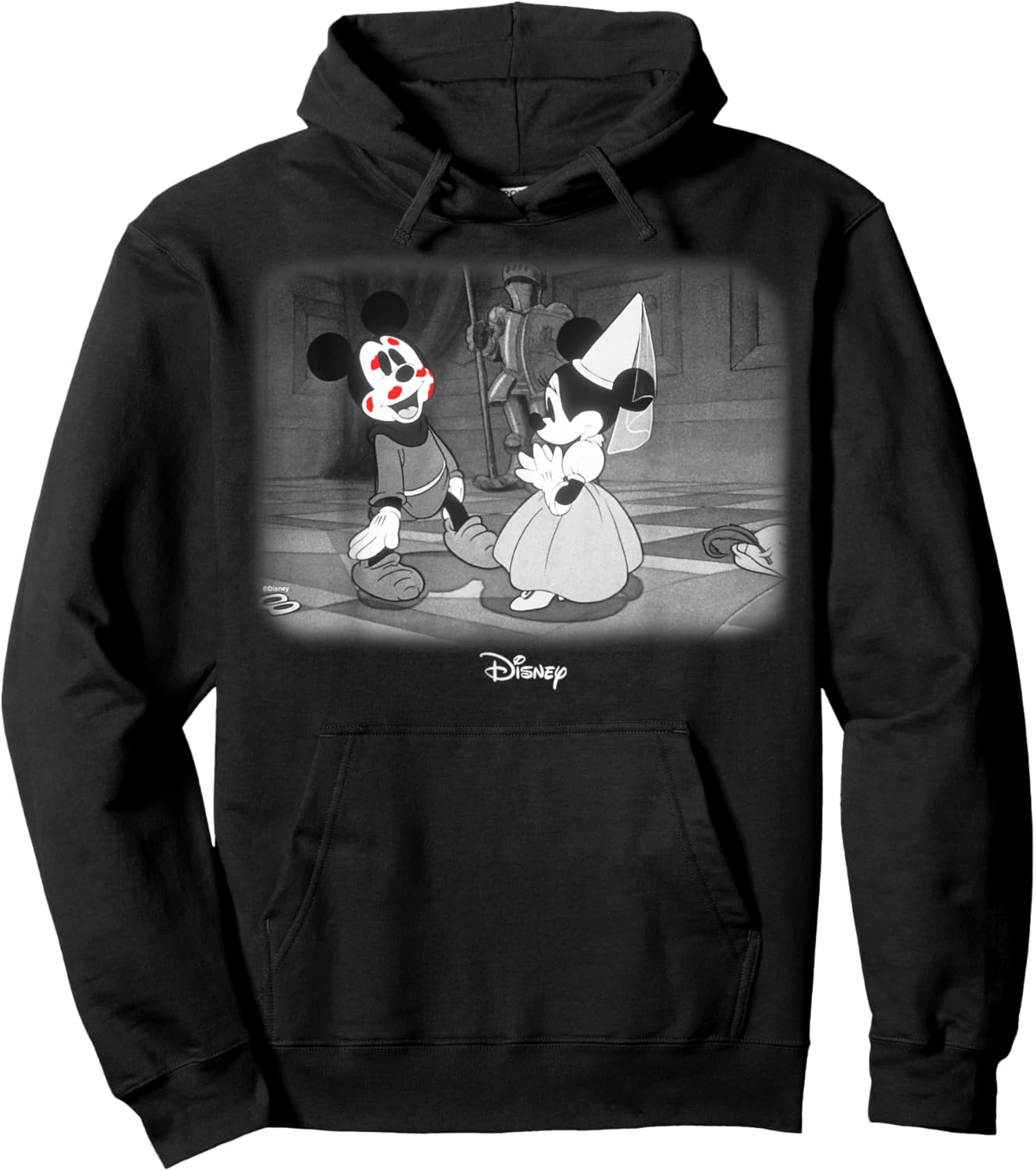 Disney Mickey and Friends Classic Cartoon Kiss Scene Hoodie - Hoodie | Black