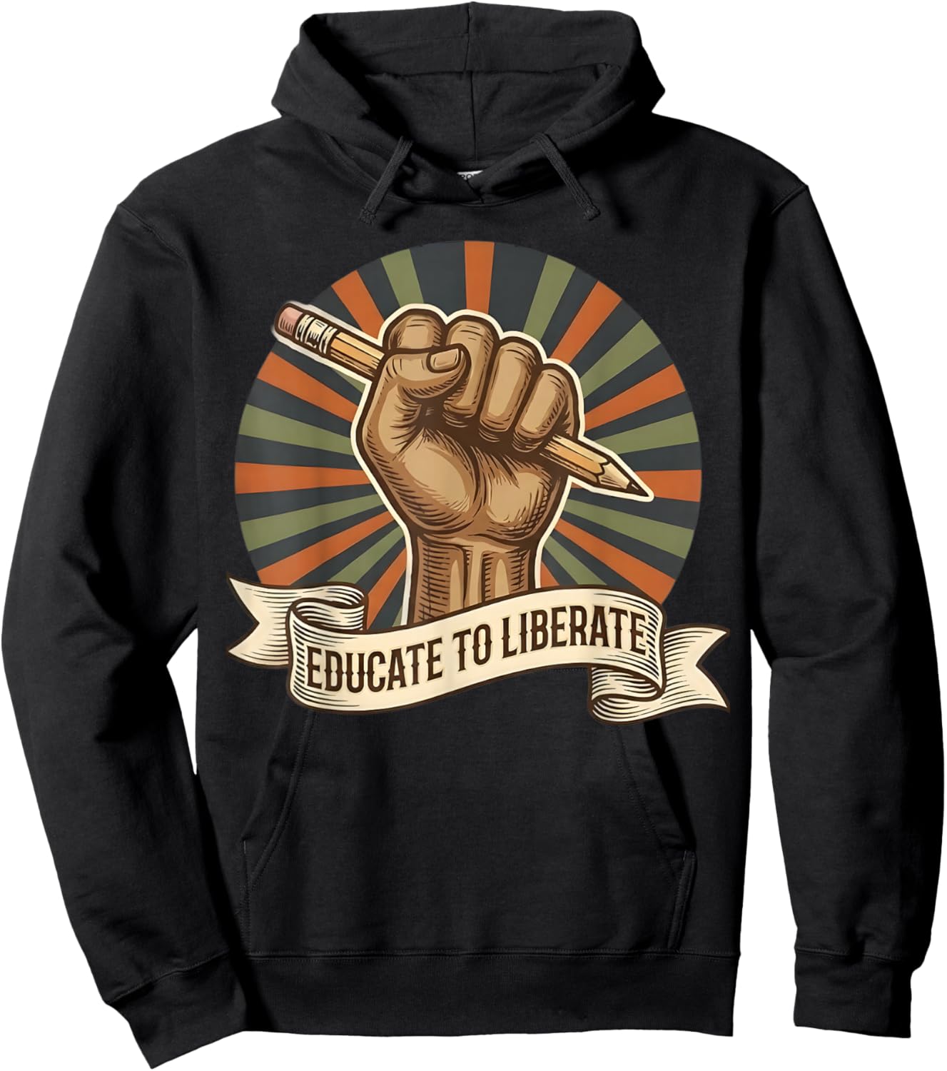 Black History Month Teacher Raised Fist Pencil Educator Hoodie - Hoodie | Black