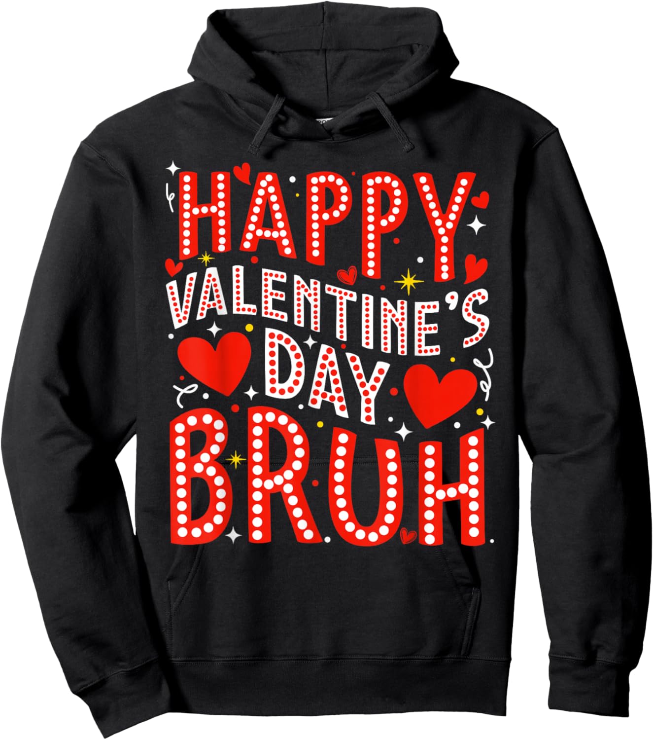 Happy Valentine Bruh Heart Love Boys Girls Kids Hoodie - Hoodie | Black