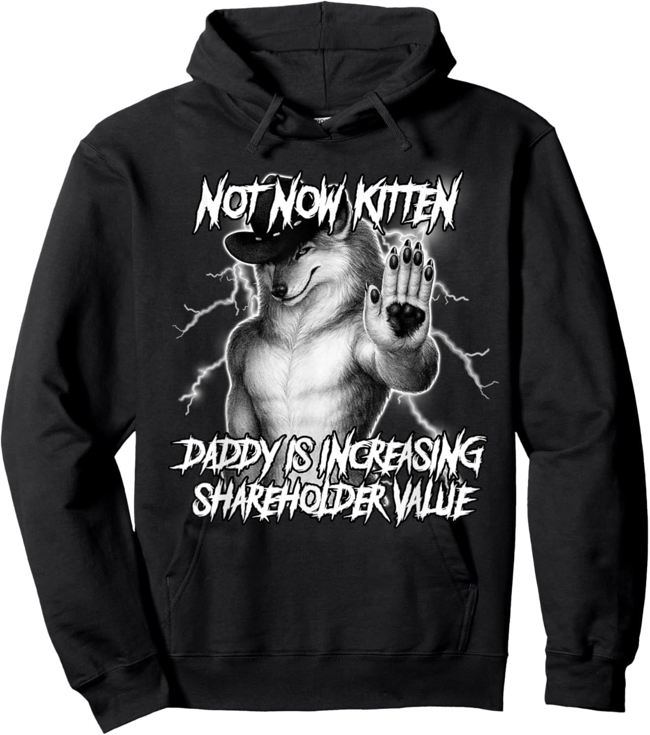 Not Now Kitten Daddy is Increasing Shareholder Value Funny Hoodie - Hoodie | Black