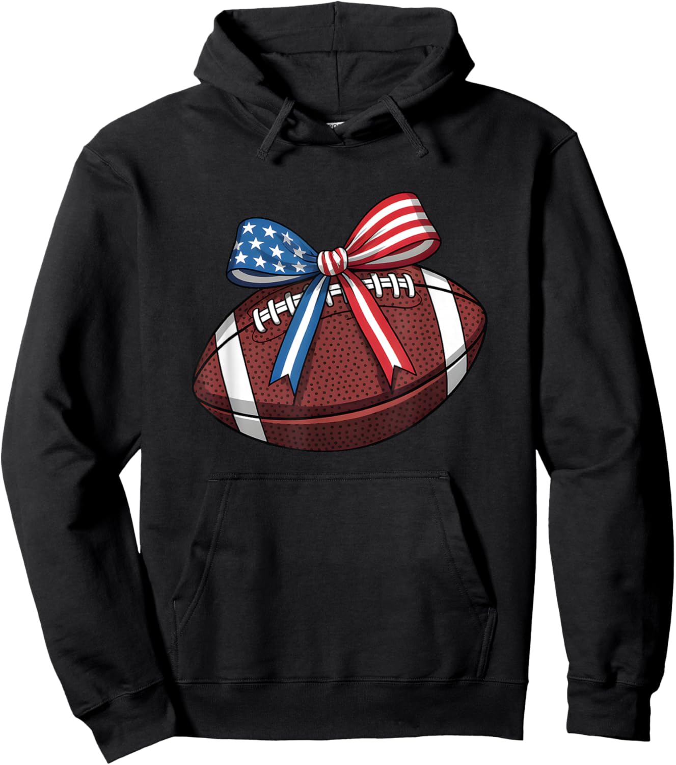 Football Bow Patriotic Women Football Coquette Hoodie - Hoodie | Black