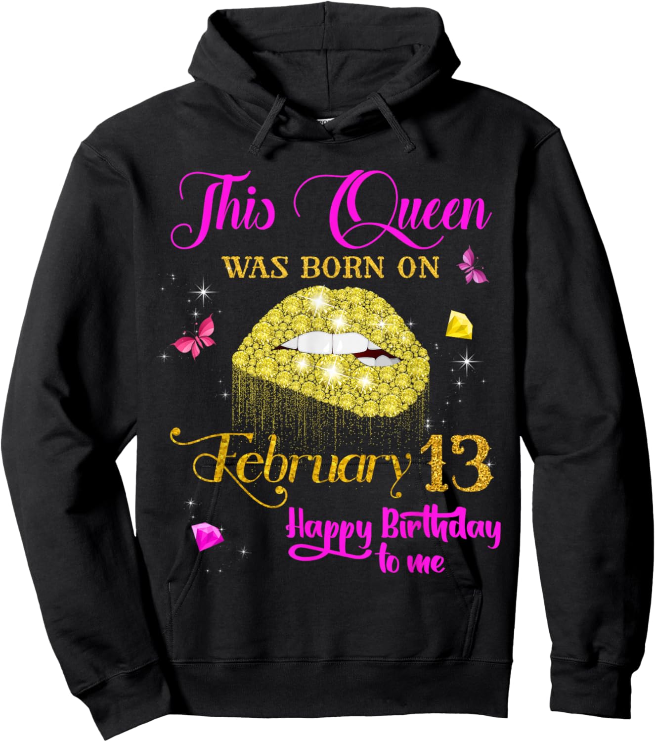 This Queen was Born on February 13, February Birthday Hoodie - Hoodie | Black