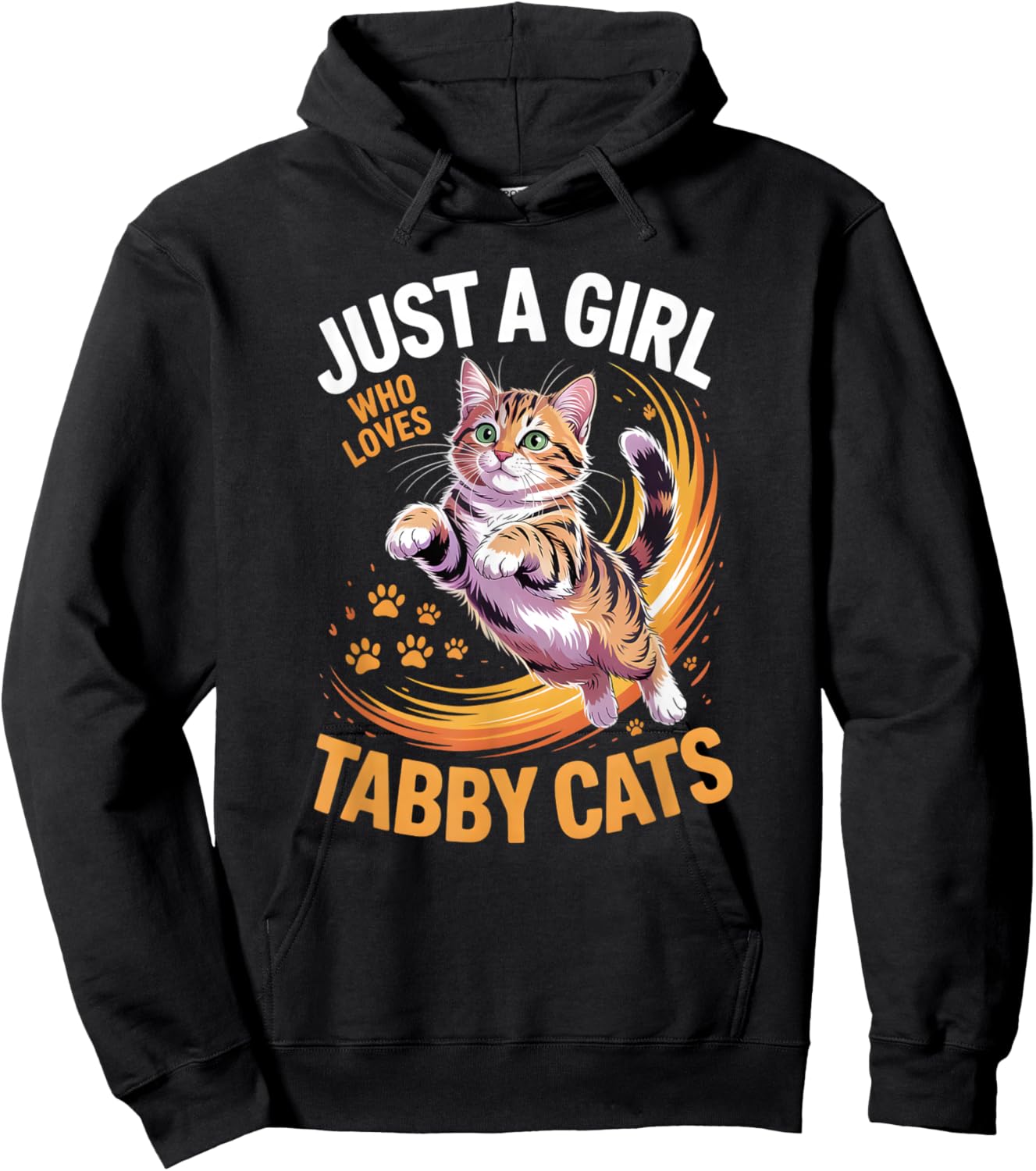 Girls Tabby Cat Hoodie - Hoodie | Black