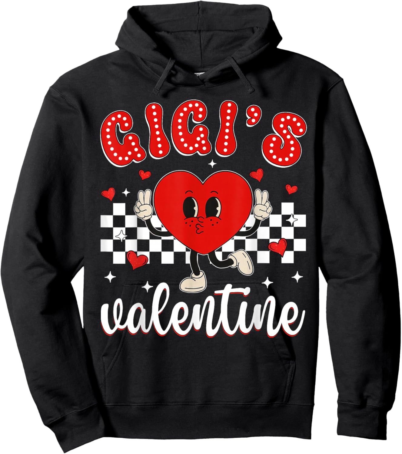 Gigi's Valentine Heart Cute Kids Retro Groovy Boy Girl Hoodie - Hoodie | Black