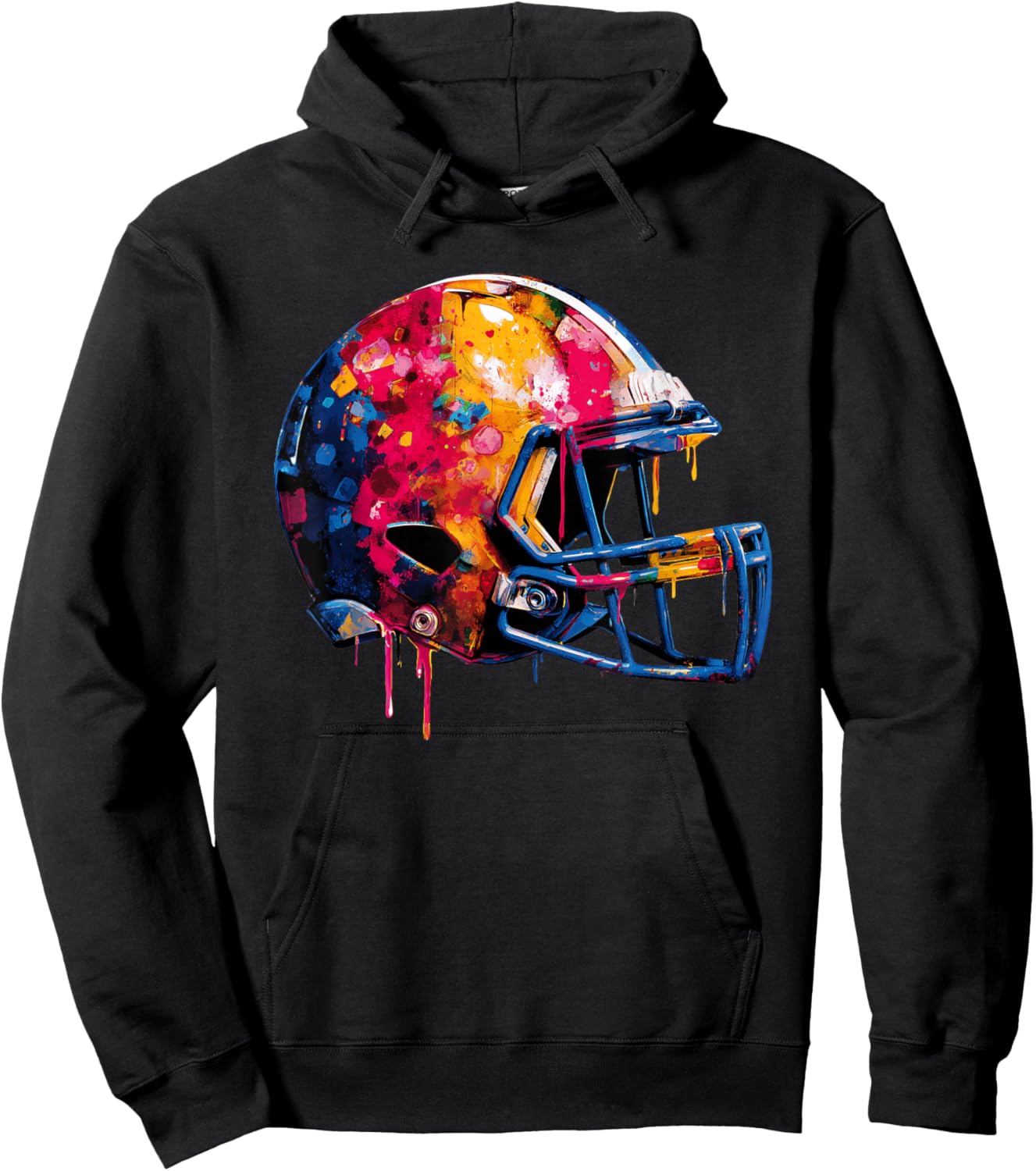 Football Helmet Drip Game Day Graphic Hoodie - Hoodie | Black