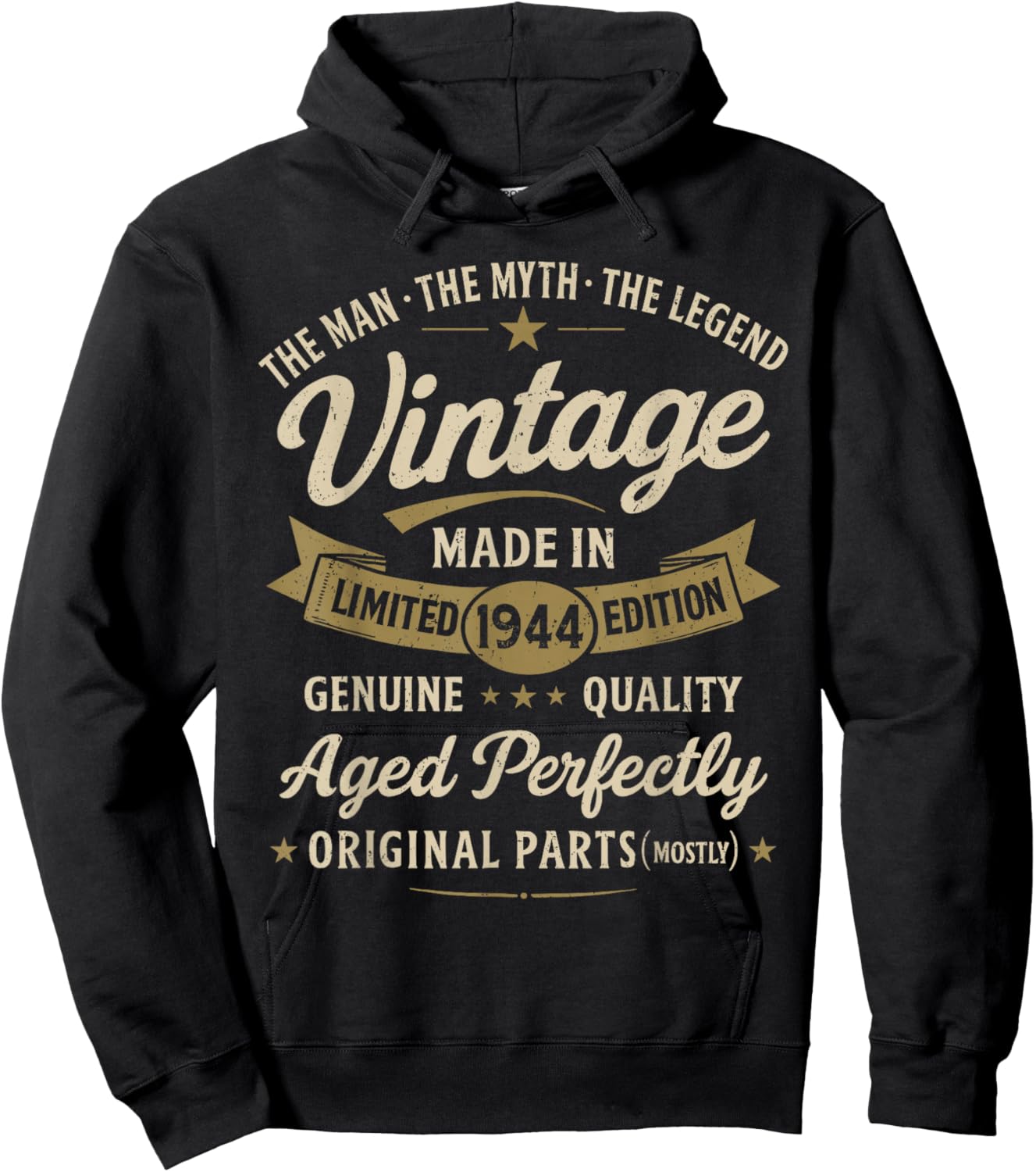 82nd Birthday Gift Vintage 1944 Men Funny 82 Years Old 1944 Hoodie - Hoodie | Black