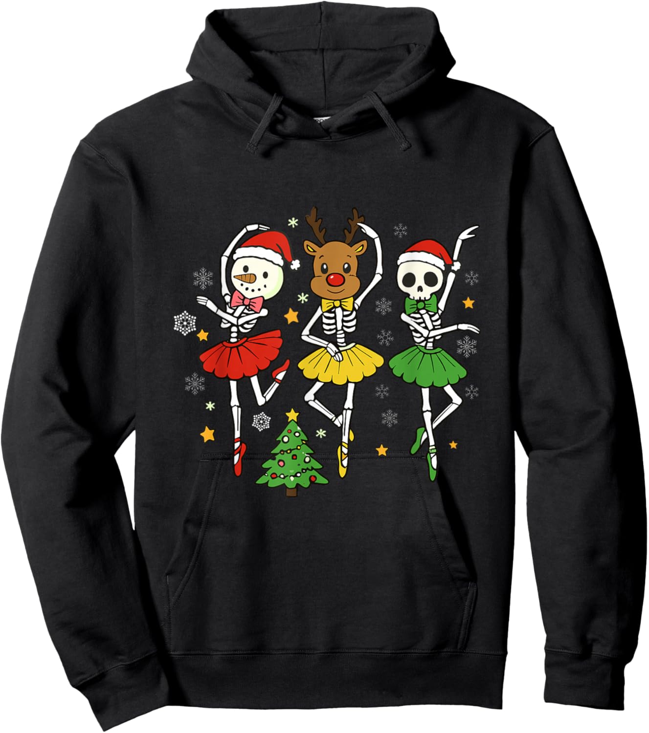 Girls Christmas Ballet Skeleton Ballerina Women Skeleton Hoodie - Hoodie | Black