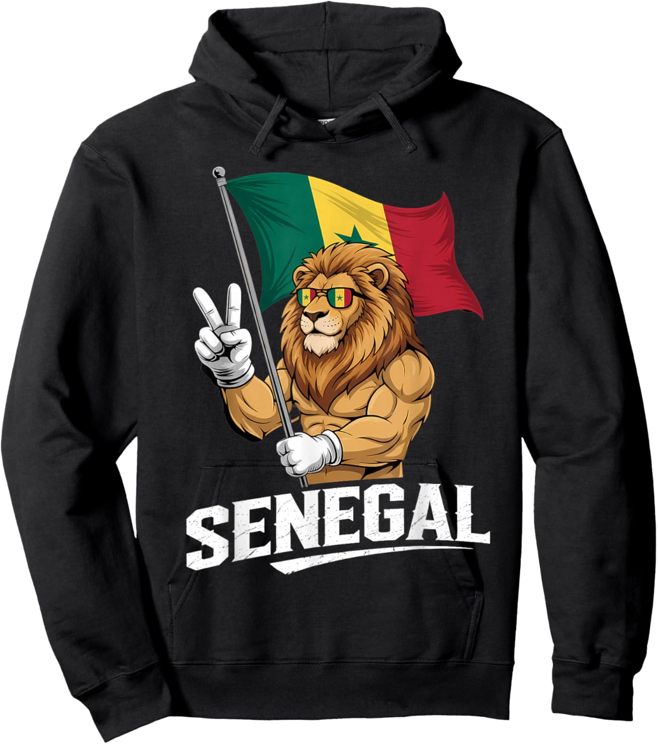 Senegal Roots Lion Senegalese Flag Hoodie - Hoodie | Black
