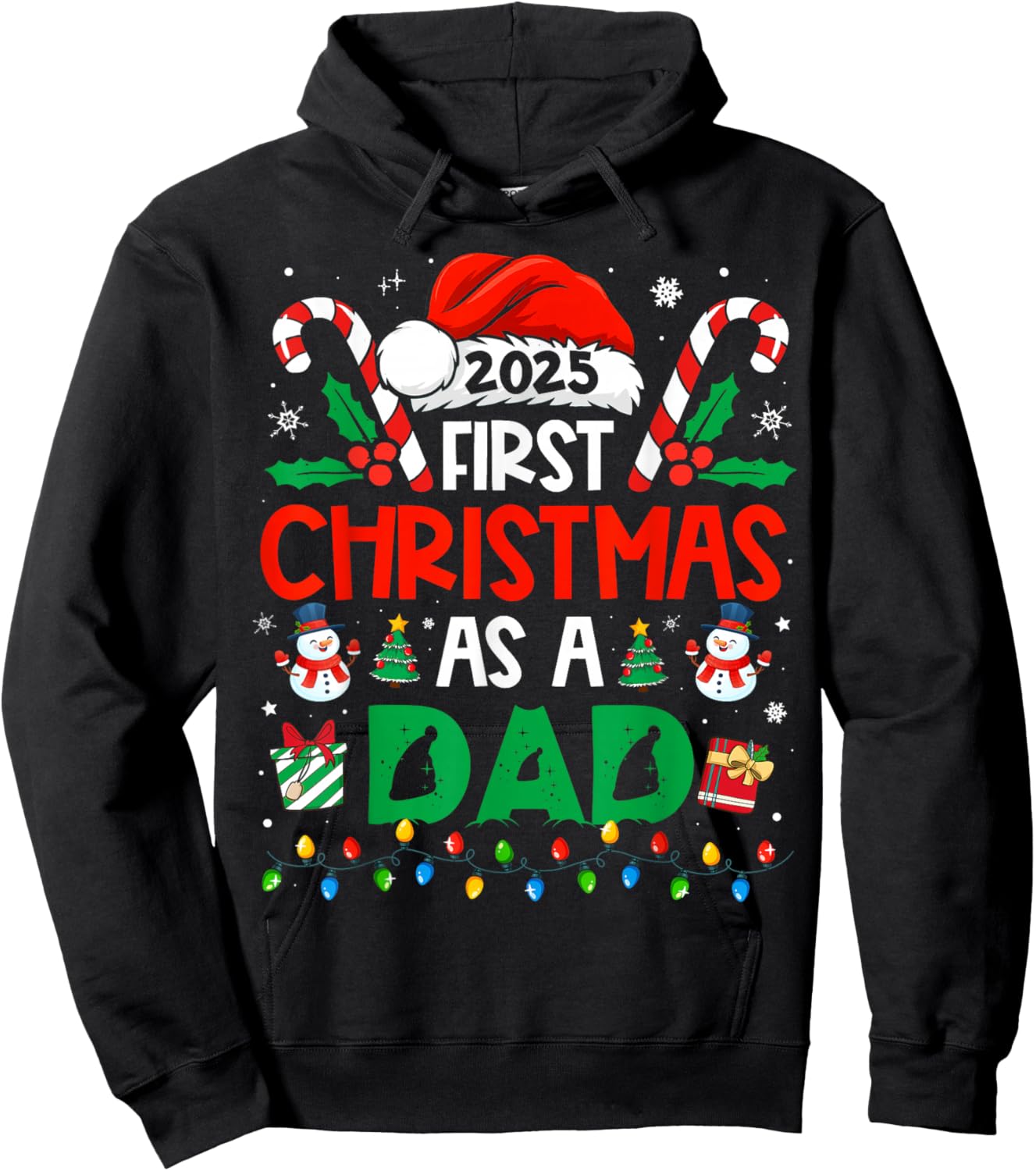 First Christmas As A Dad 2025 Family Matching 1st New Dad Hoodie - Hoodie | Black