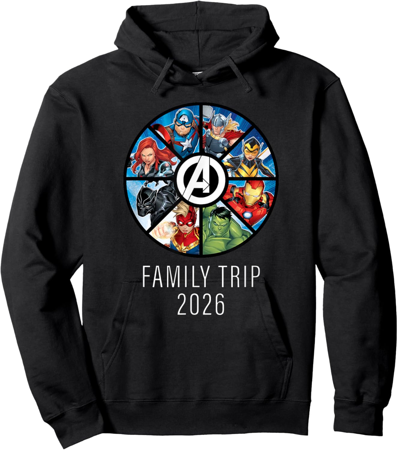 Marvel Avengers A-Logo Circle Super Hero Family Trip 2026 Hoodie - Hoodie | Black