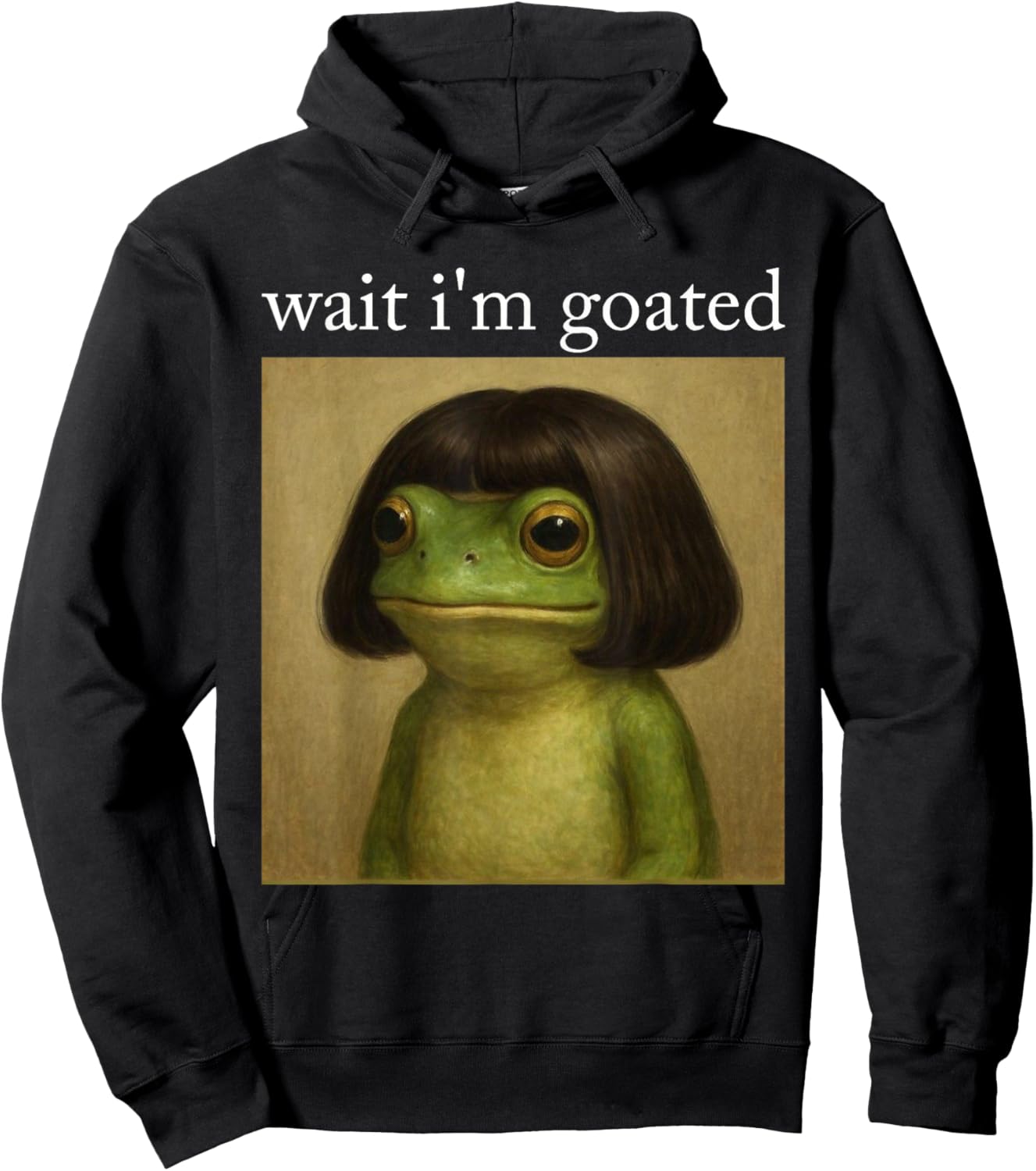 Funny Frog Bob Haircut Meme Frog Wig Men Women Kids Hoodie - Hoodie | Black