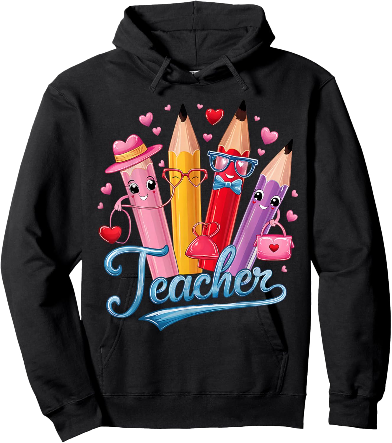 Funny Teacher Valentine Art Classroom Love Theme Hoodie - Hoodie | Black