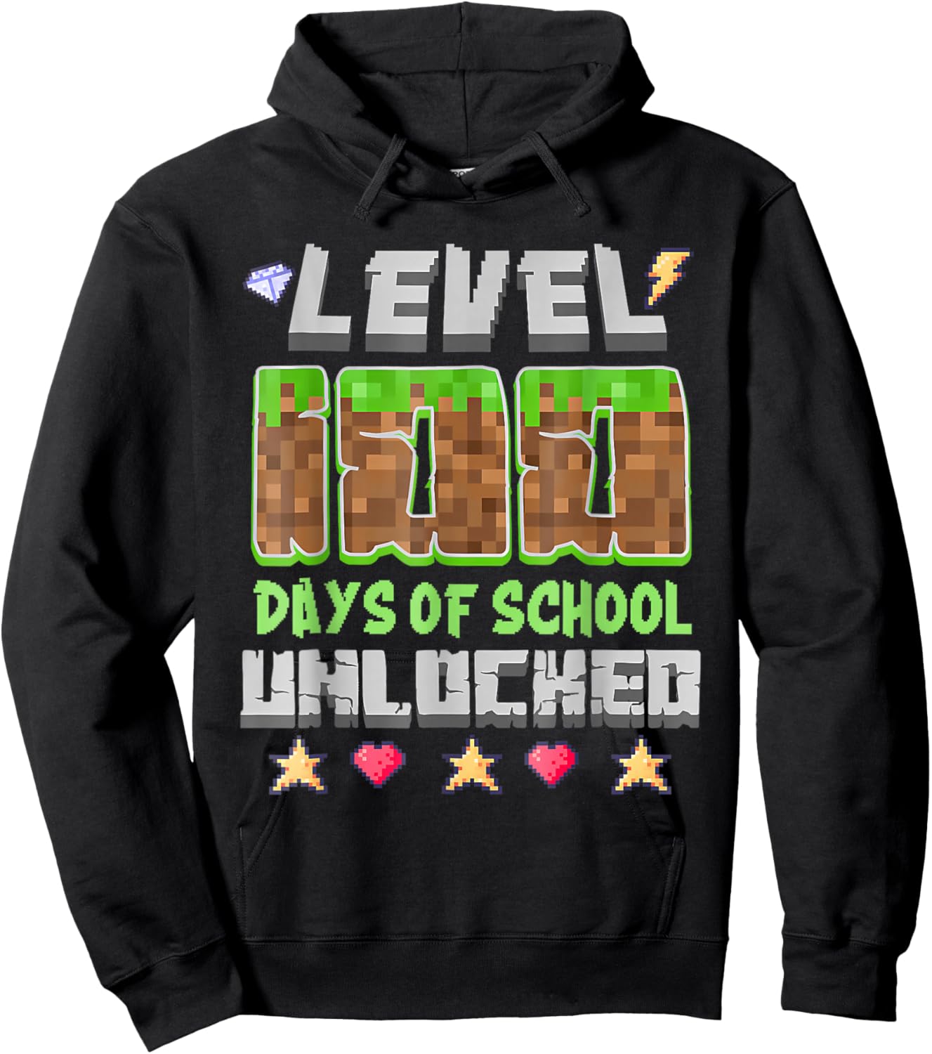 Level 100 Days of School Unlocked Gaming Pixel 100th Day Hoodie - Hoodie | Black