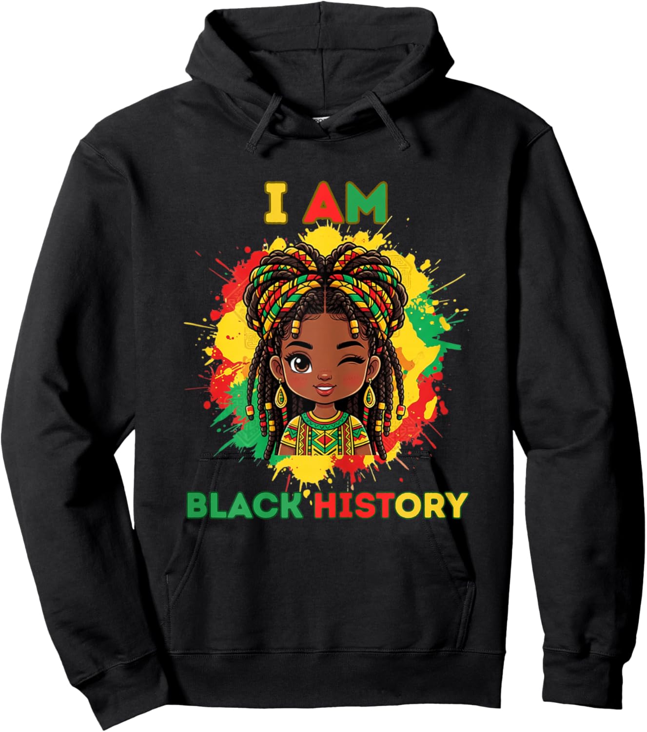 I Am Black History Cute Afro Girl Black History Month Hoodie - Hoodie | Black