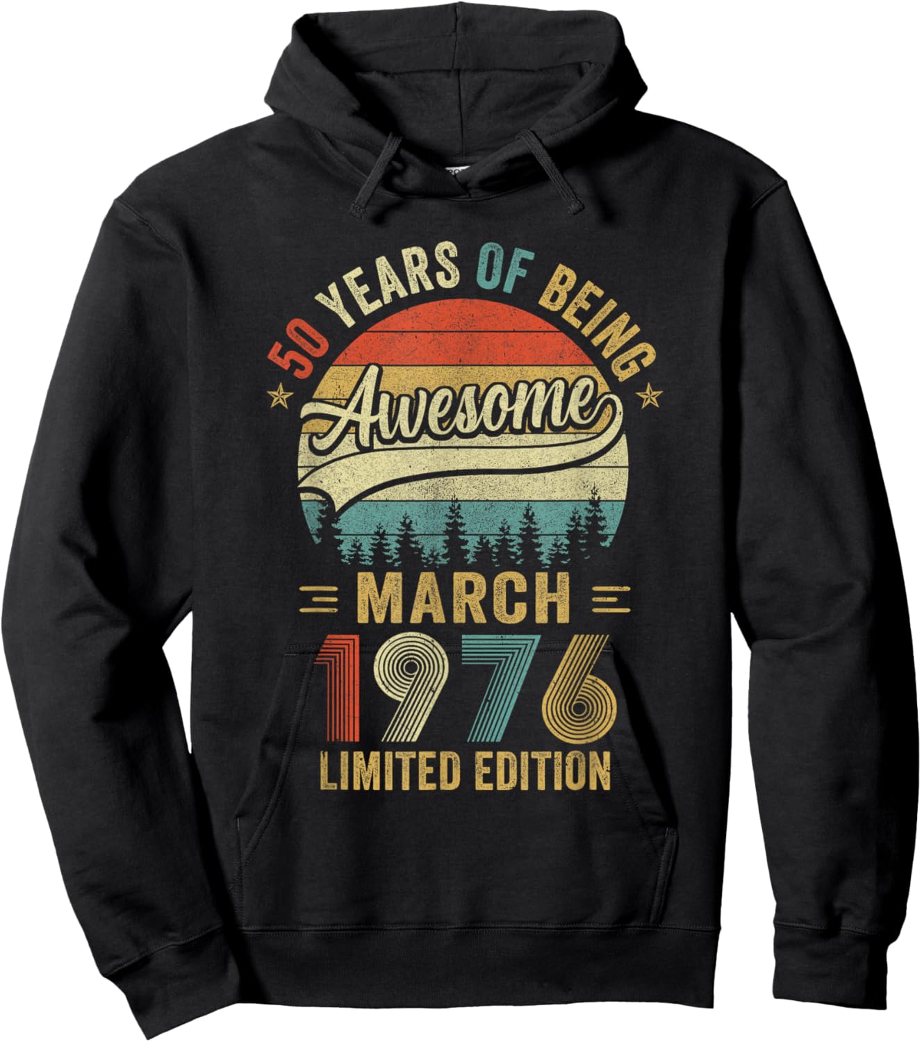 Vintage March 1976 Old 50Th Birthday Men Women Hoodie - Hoodie | Black