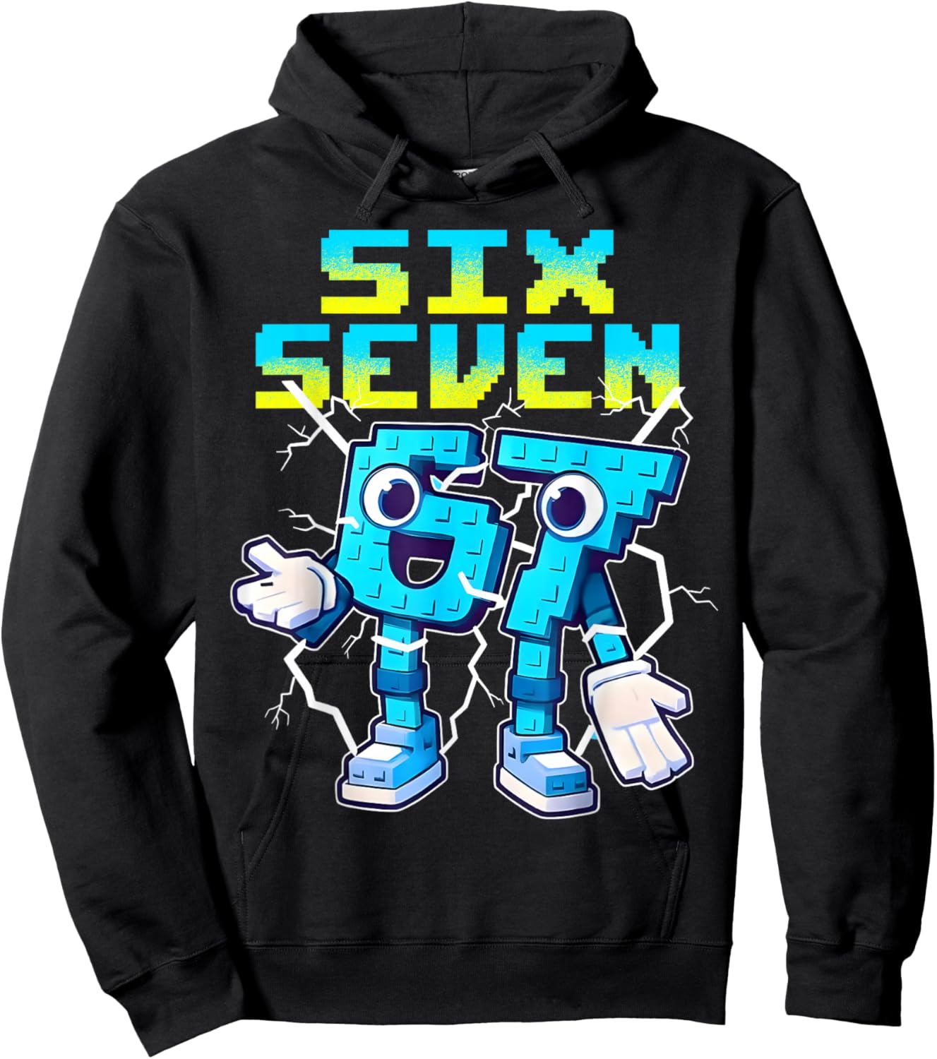 Six Seven Brainrot Italian Funny 67 Kids Gaming Meme Boys Hoodie - Hoodie | Black