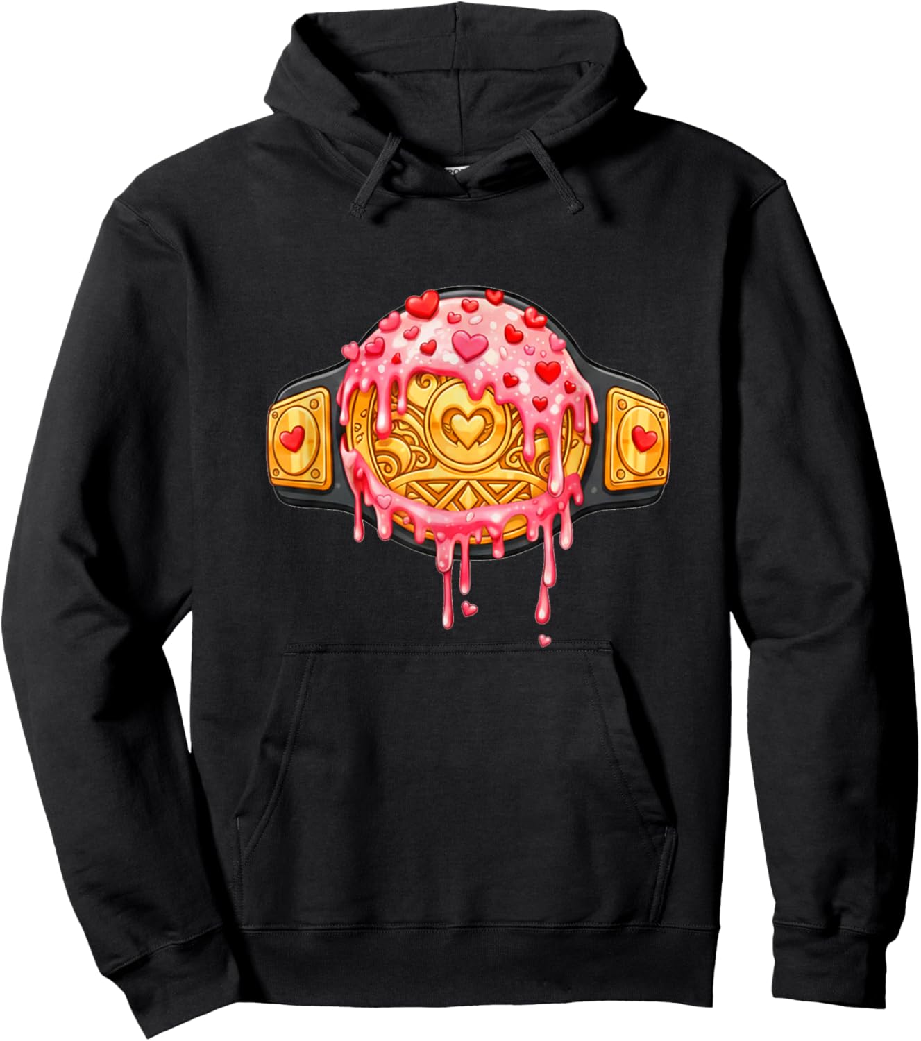 Wrestling Valentines Day Ice Cream Drip Heart Boys Hoodie - Hoodie | Black