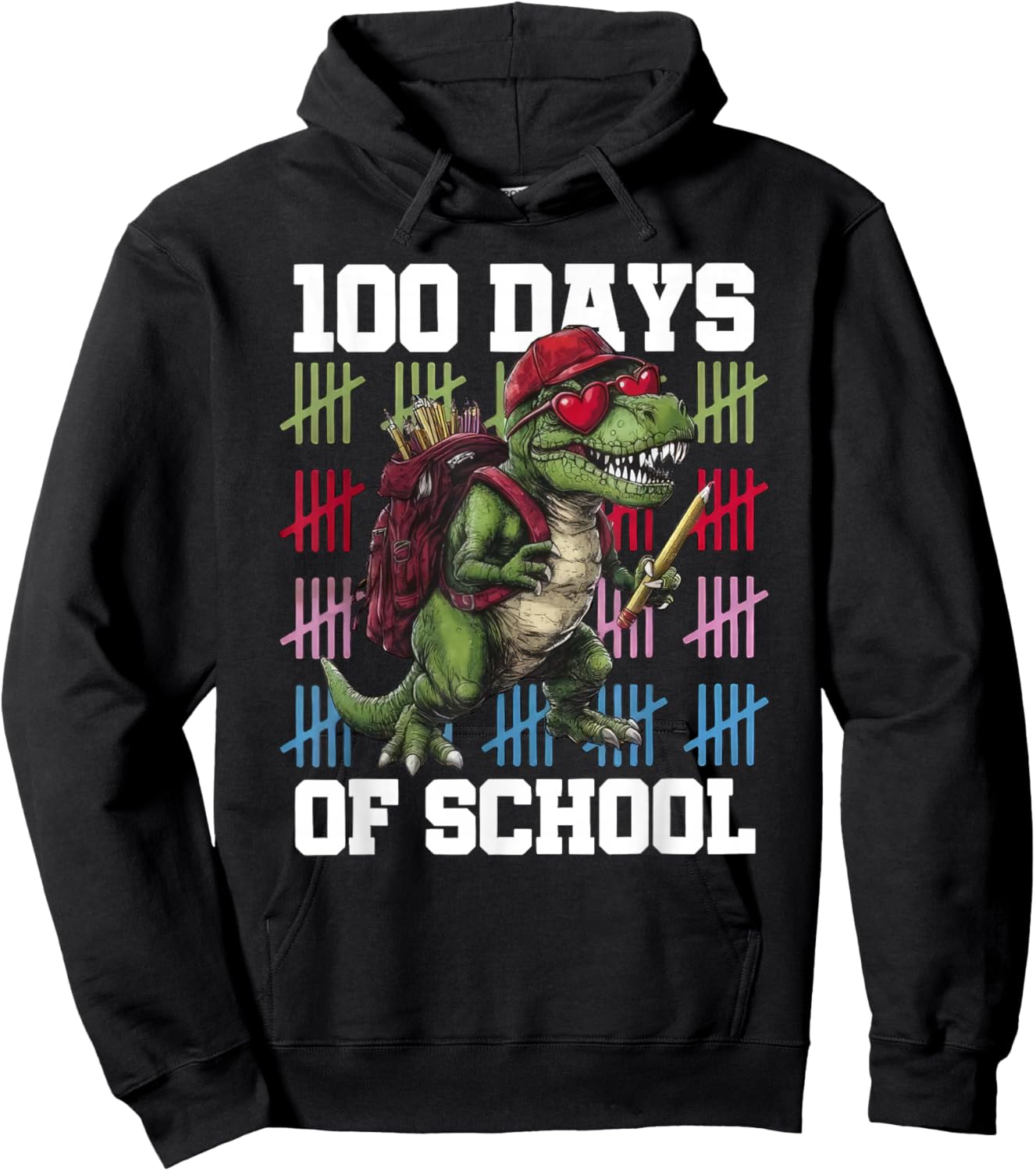 100 Days of School Dinosaur 100 Days Smarter 100th Day Kids Hoodie - Hoodie | Black