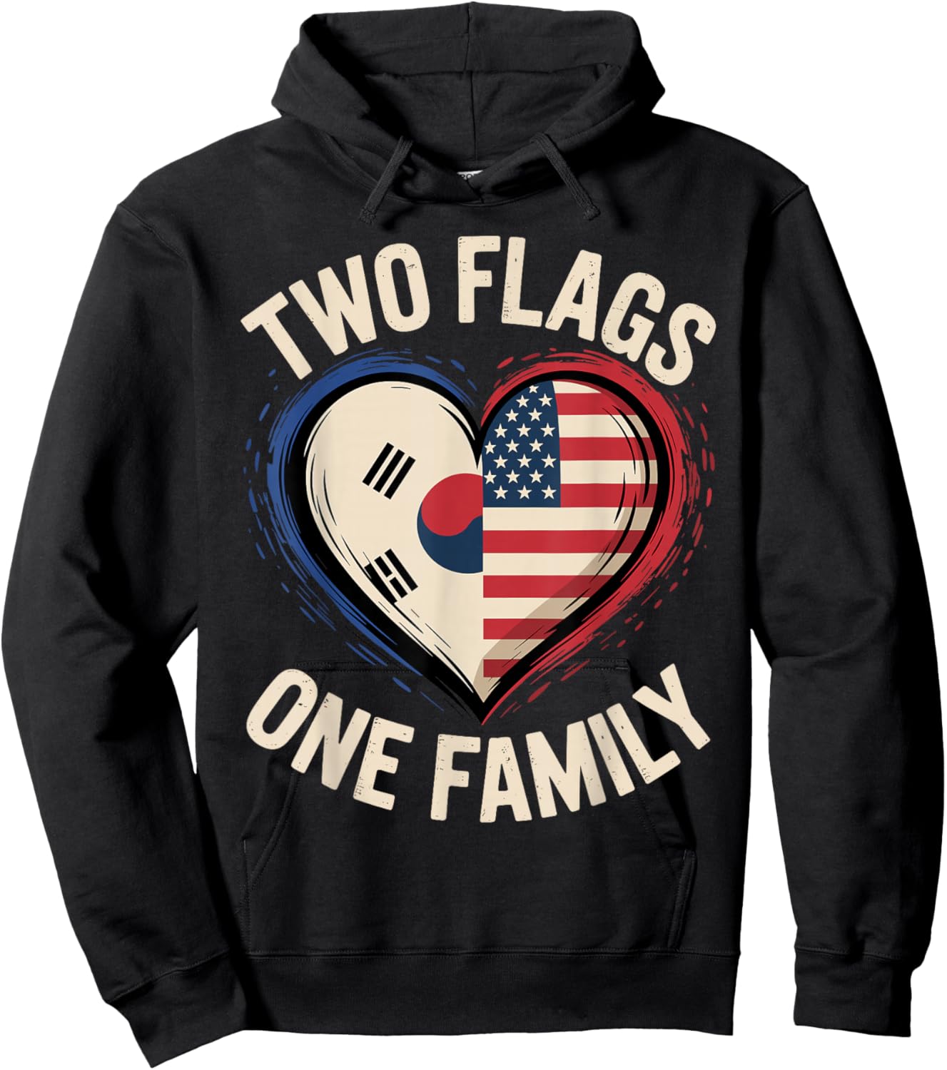 Two Flags One Family American Korean America USA South Korea Hoodie - Hoodie | Black