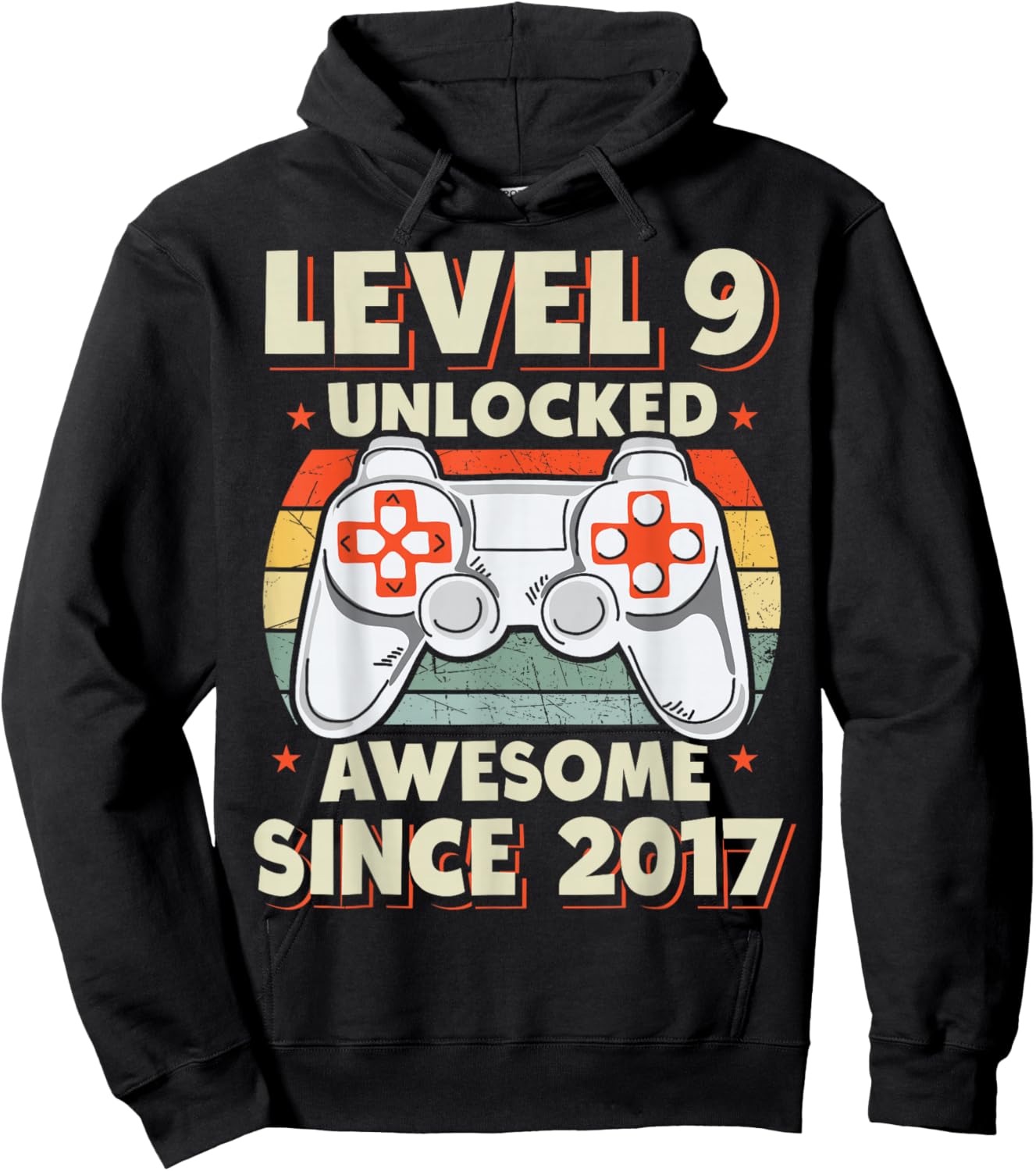Level 9 Unlocked Awesome Since 2017 9th Birthday Gaming Hoodie - Hoodie | Black