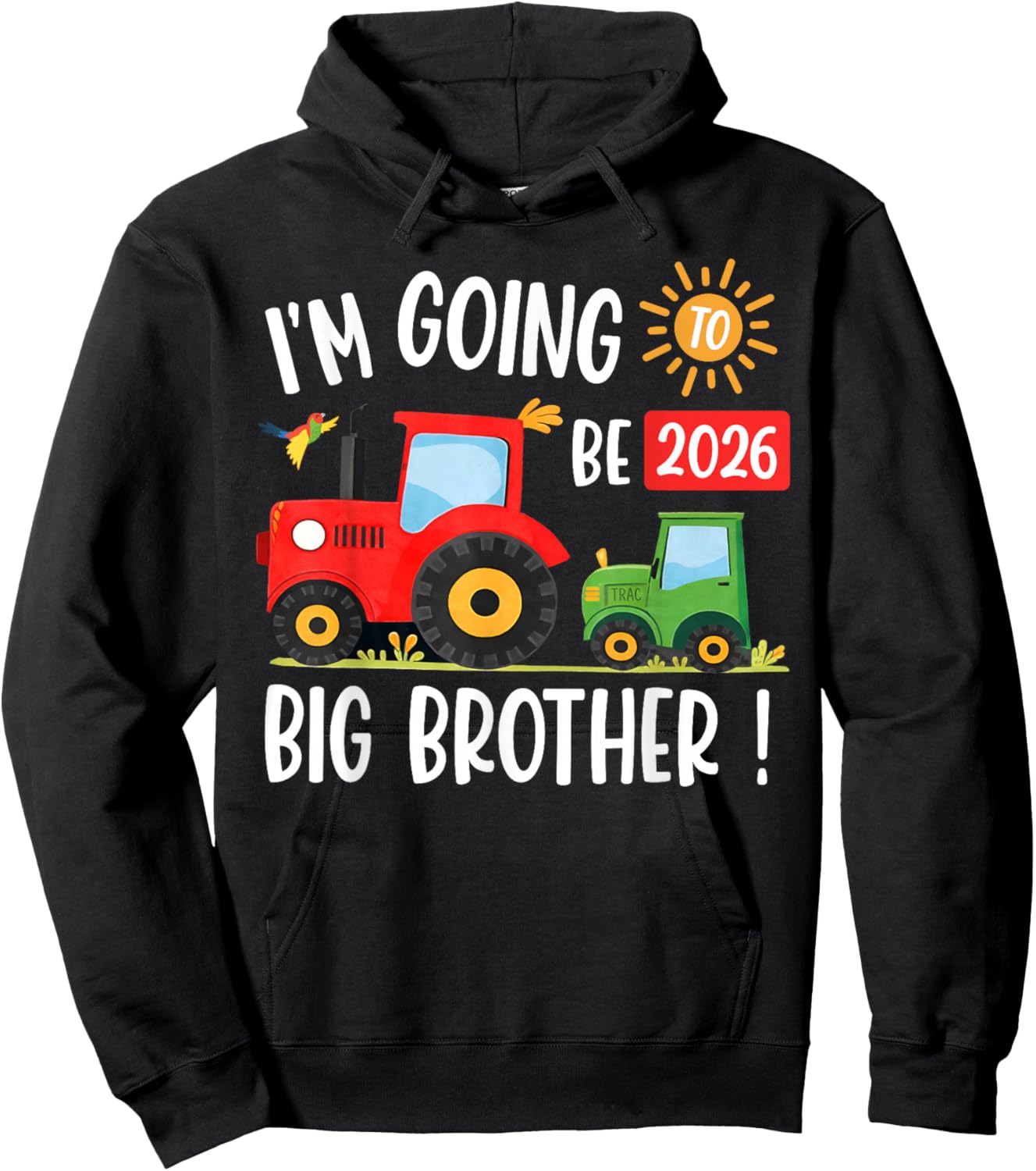 Kids I’m Going to Be A Big Brother Tractor Hoodie - Hoodie | Black