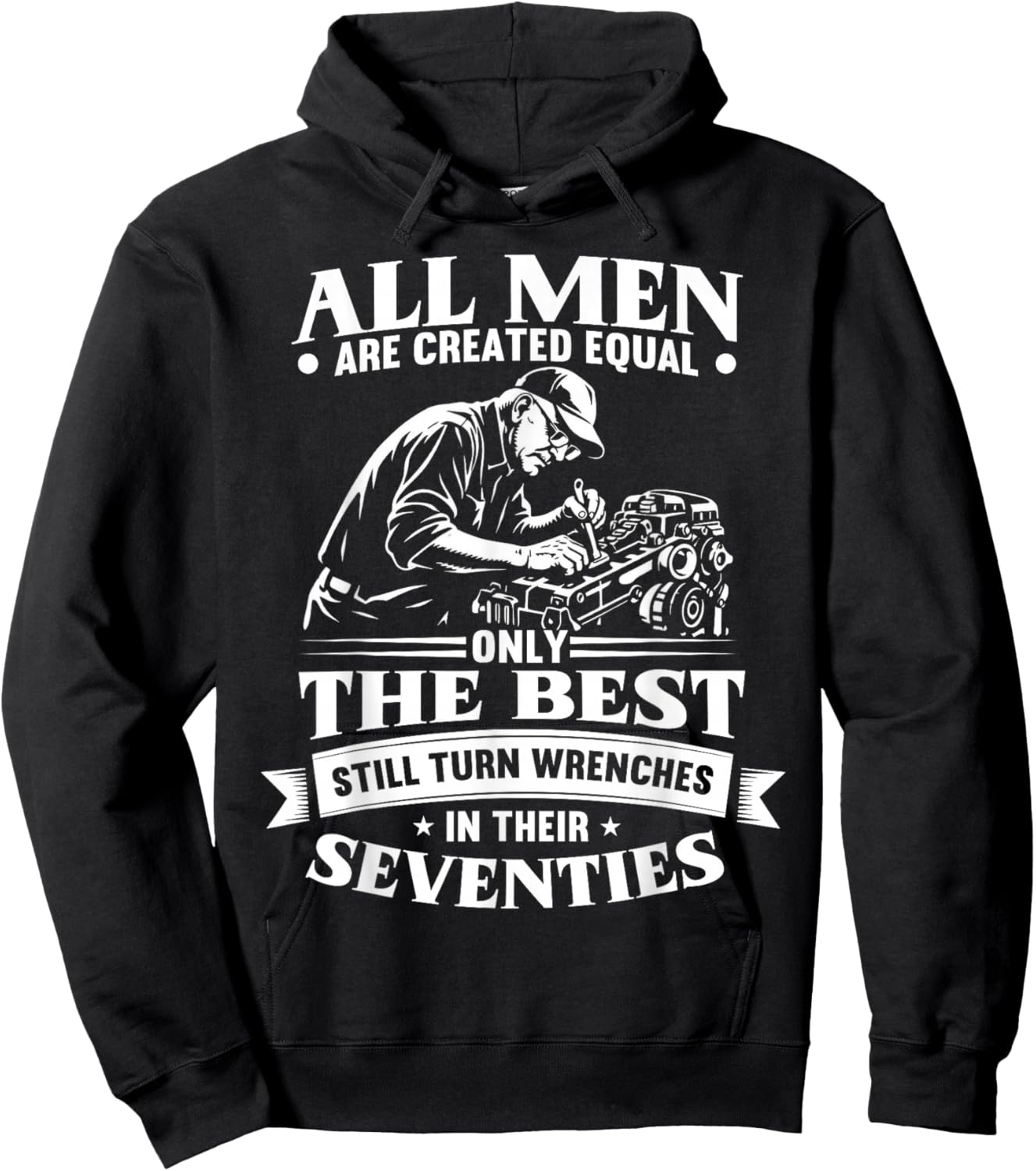 70th Birthday Auto Repairman Still Turn Wrenches Seventies Hoodie - Hoodie | Black
