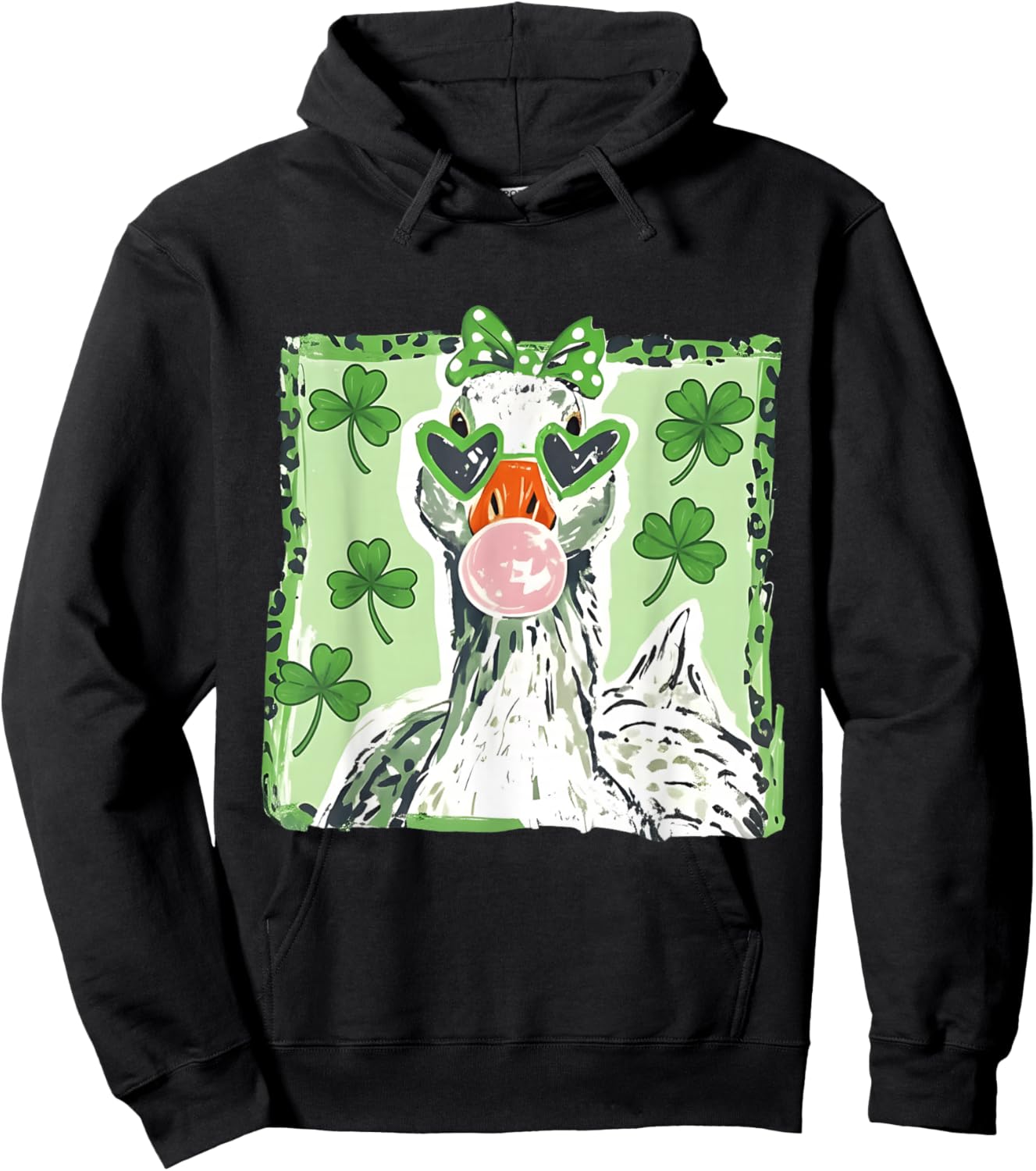 Leopard St Patrick's Day Goose Cute Goose Lover Cute Animal Hoodie - Hoodie | Black