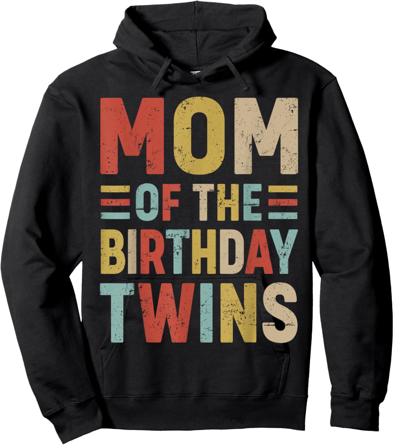 Mom of The Birthday Twins Family Matching Bday Party Hoodie - Hoodie | Black