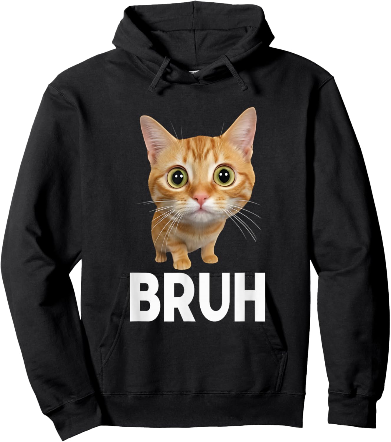 Funny Cat Saying Bruh Meme Boys Girls Teen Funny Bruh Kitten Hoodie - Hoodie | Black