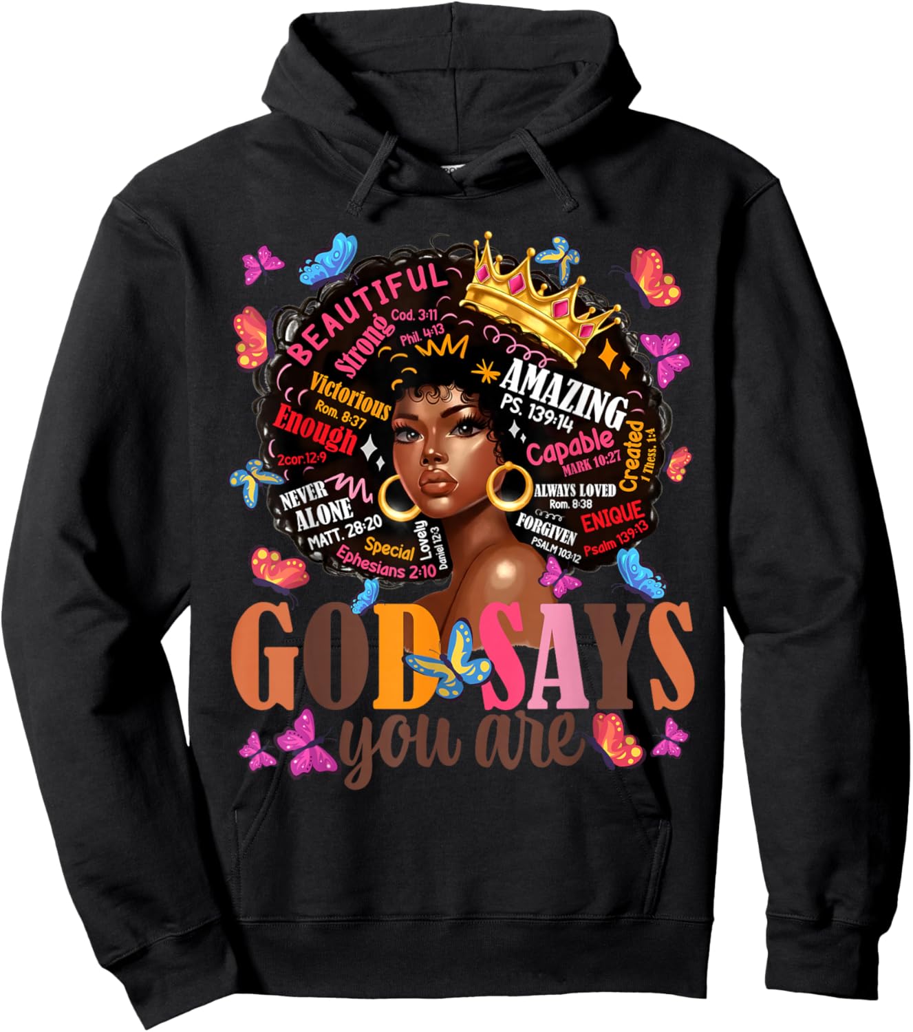 God Says You are Black History God Says I Am Afro Girl Women Hoodie - Hoodie | Black