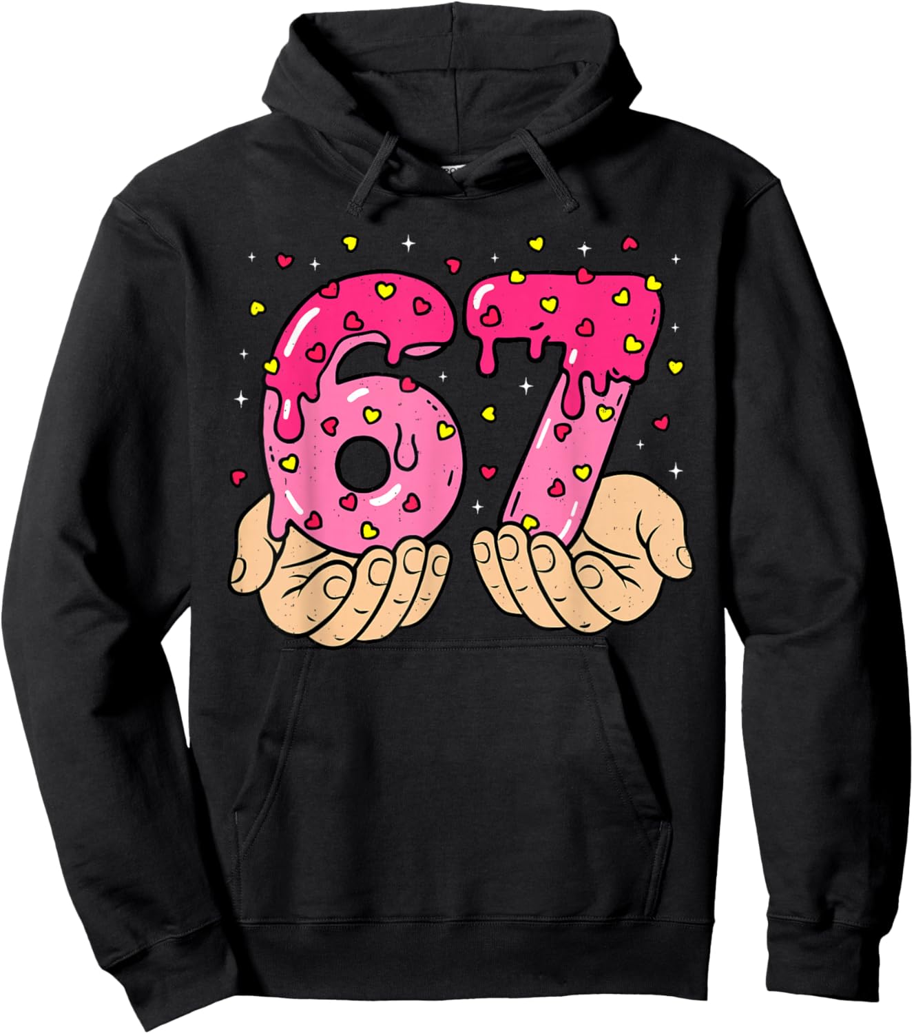 Funny 6 7 Meme Heart Gen Alpha Six Seven 67 Valentine’s Day Hoodie - Hoodie | Black