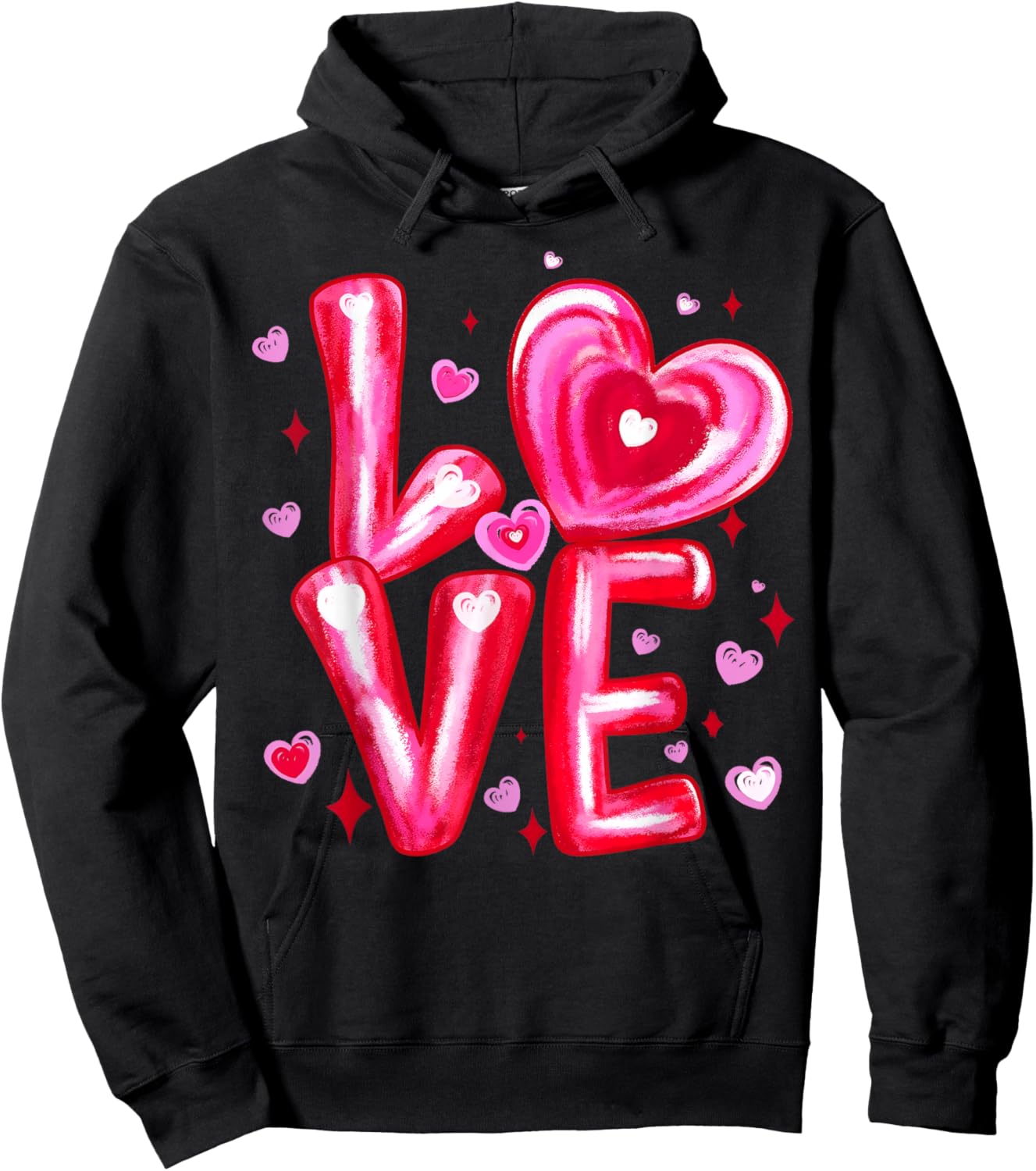 Happy Valentine Love Pink Heart Girl Women Kid Hoodie - Hoodie | Black