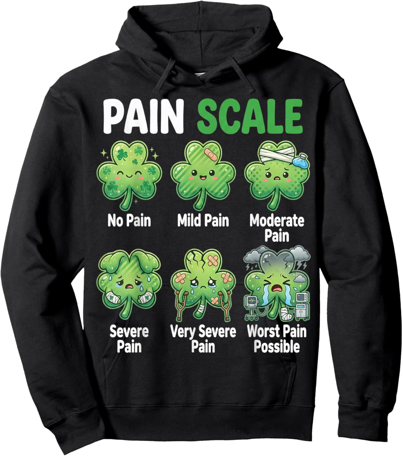 Funny Pain Scale Nurse St Patricks Day Nurses Irish RN ER Hoodie - Hoodie | Black