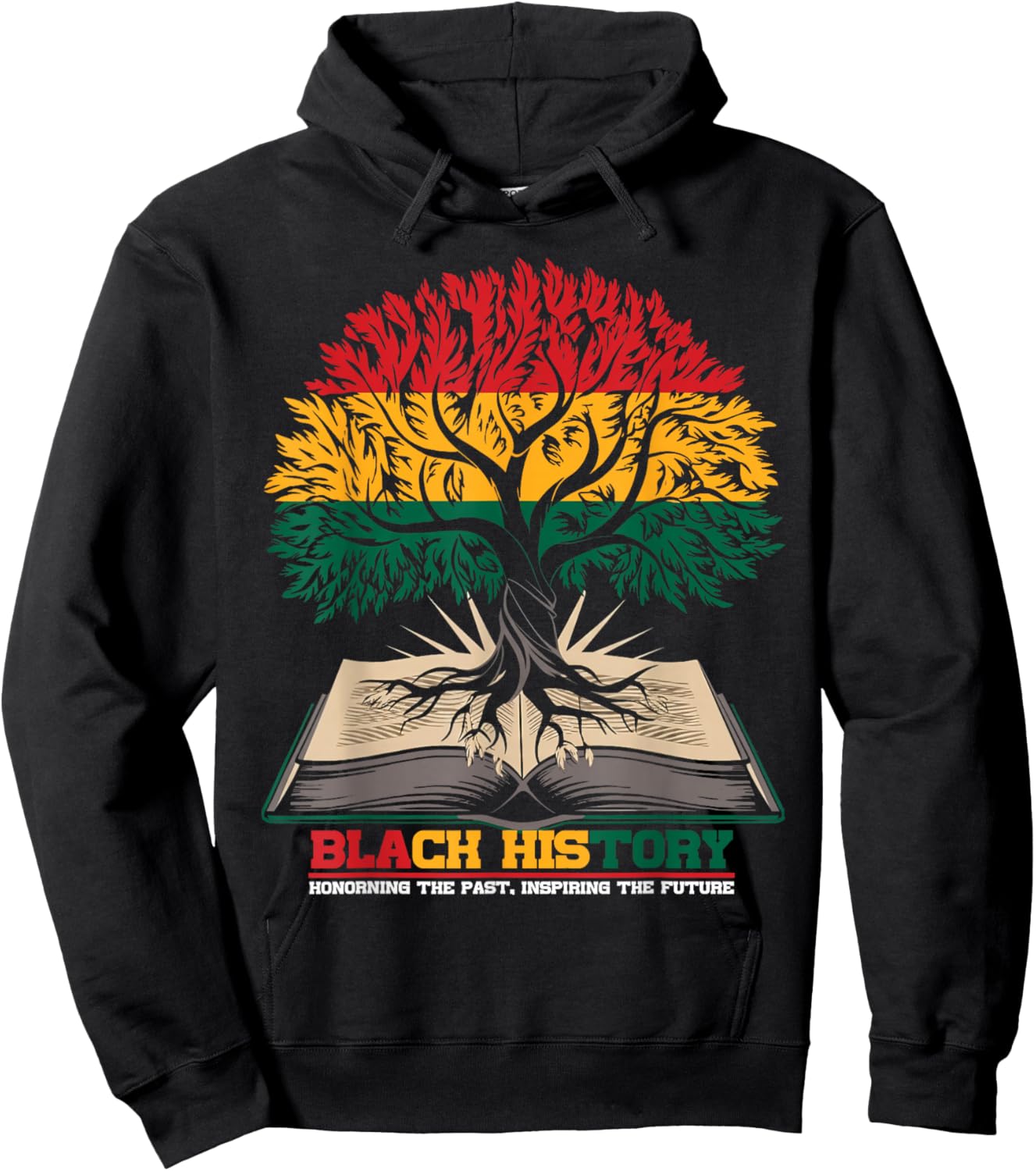 Retro Book and Tree Black History Month HBCU Educated Hoodie - Hoodie | Black