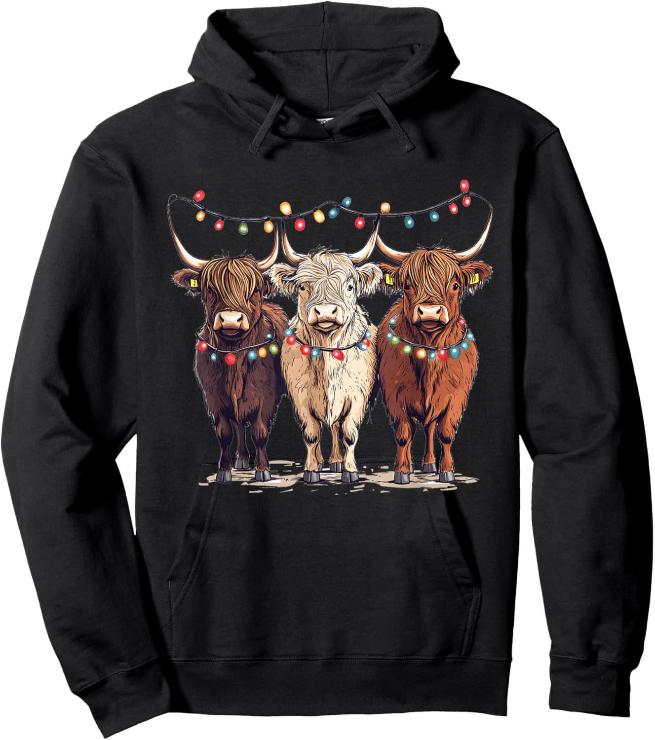 Western - Funny Christmas Cows - Country Christmas Hoodie - Hoodie | Black