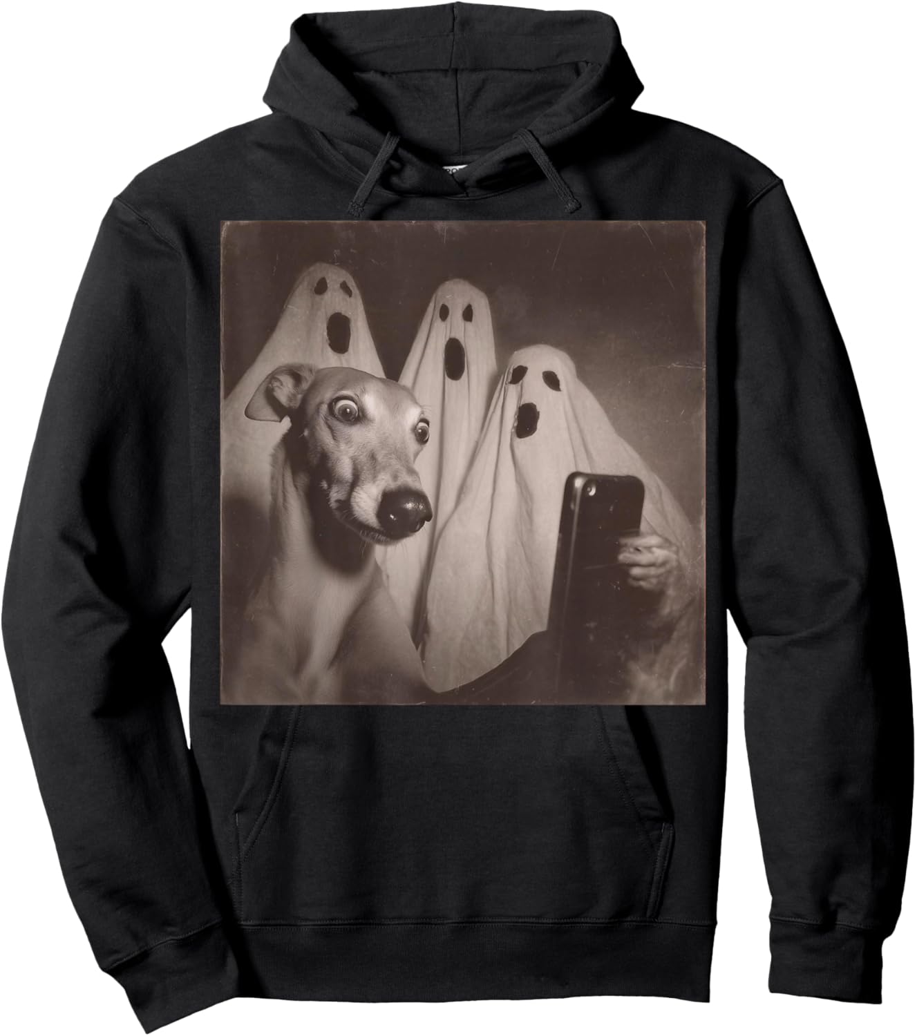 Italian Greyhound Selfie with Ghosts Funny Halloween Hoodie - Hoodie | Black
