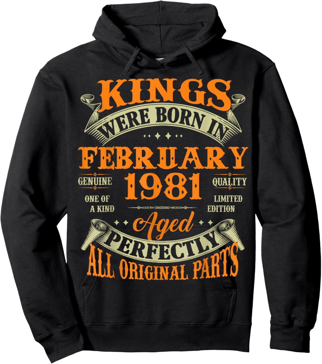 45th Birthday Gift Kings Born in February 1981 45 Years Old Hoodie - Hoodie | Black