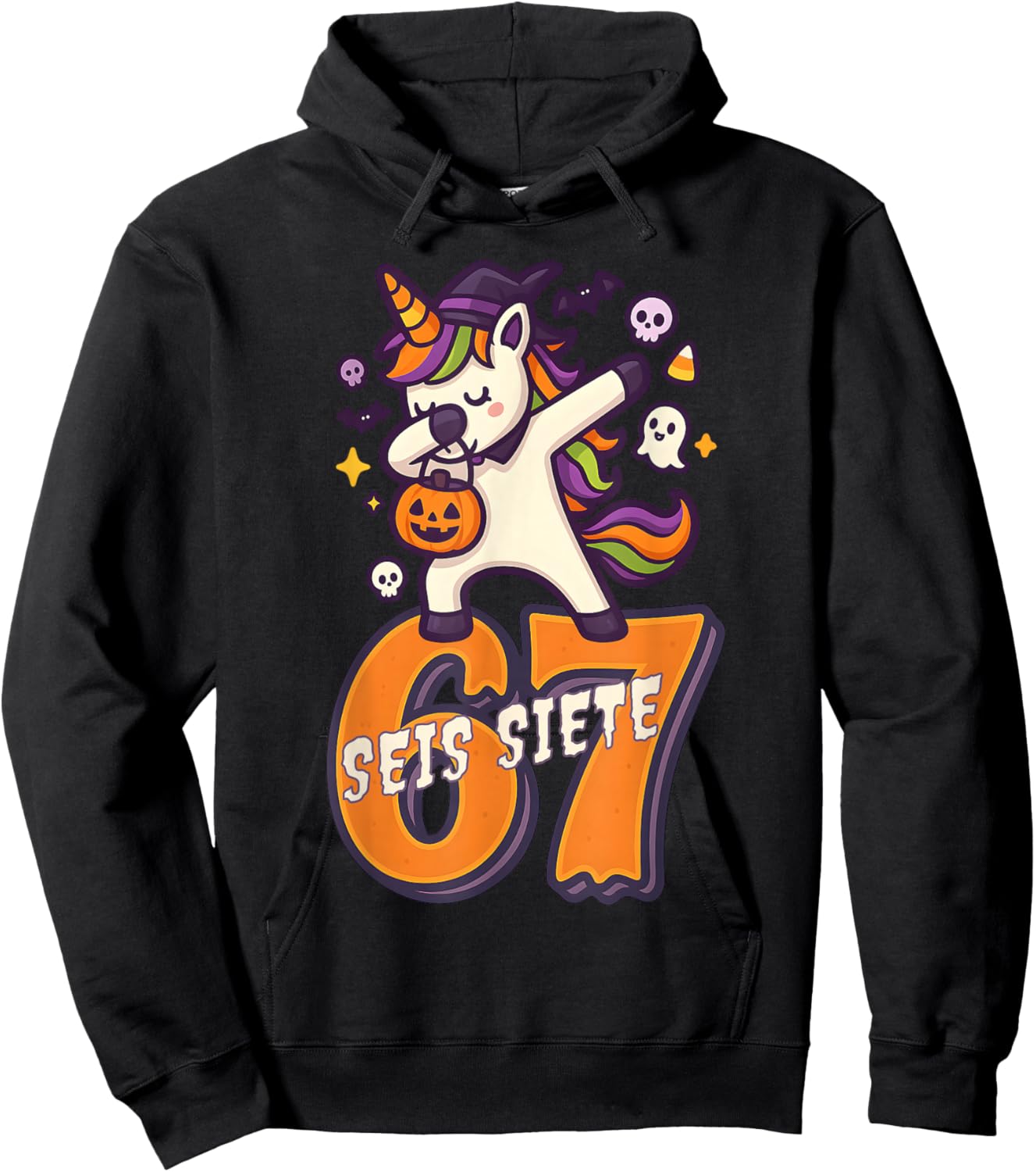 SEIS Siete Spanish Halloween 67 Boys Kids Six Seven Espanol Hoodie - Hoodie | Black