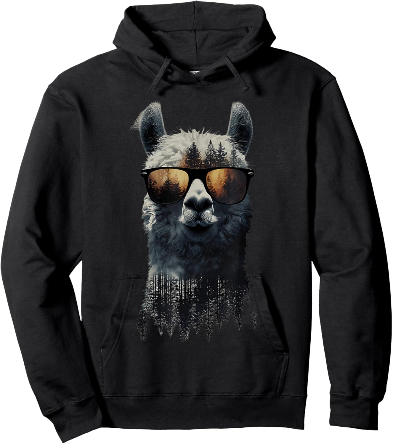 Funny Alpaca Llama with Sunglasses Animal Graphic Hoodie - Hoodie | Black