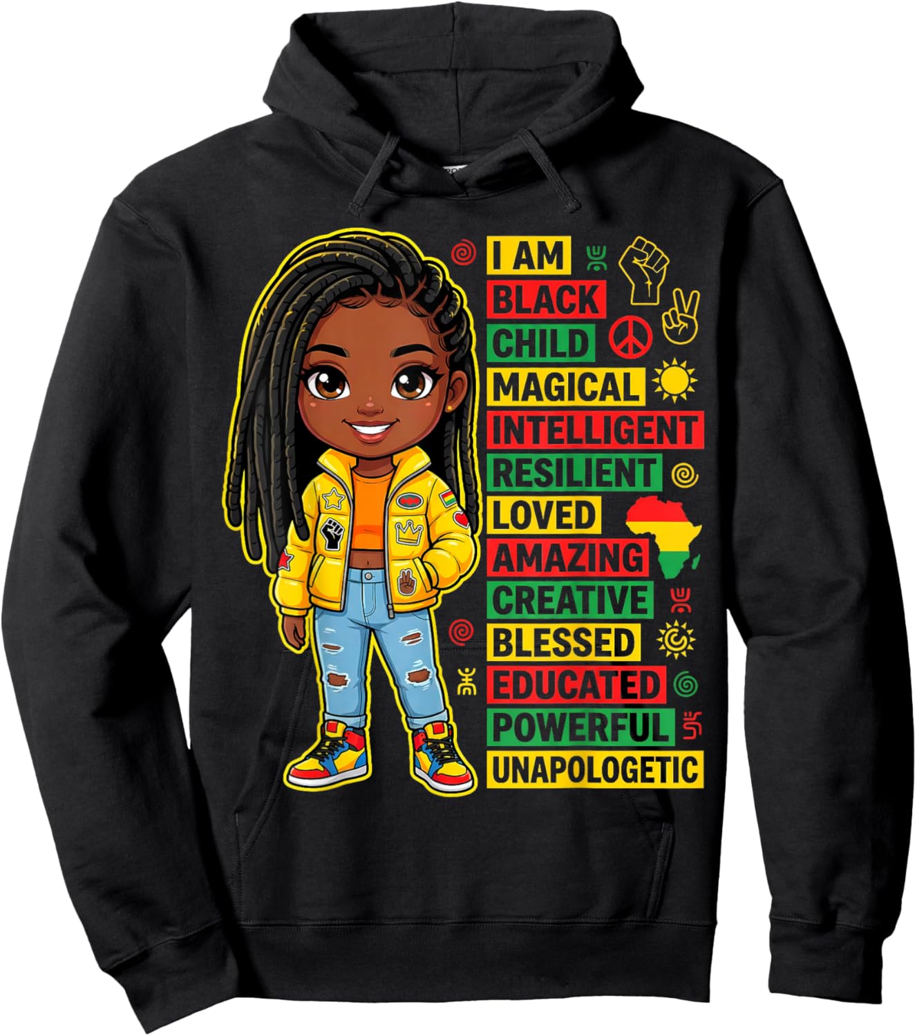 I Am Black Child Magical Black History Month African Girls Hoodie - Hoodie | Black