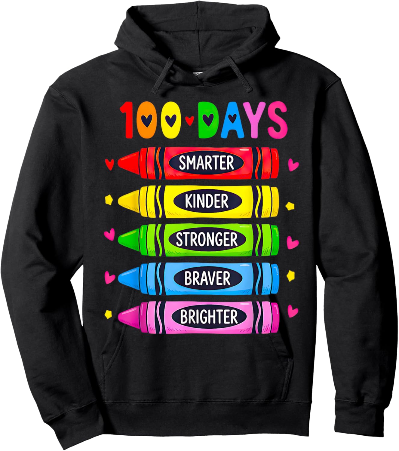 100 Days of School Smarter Stronger Braver Brighter Teacher Hoodie - Hoodie | Black