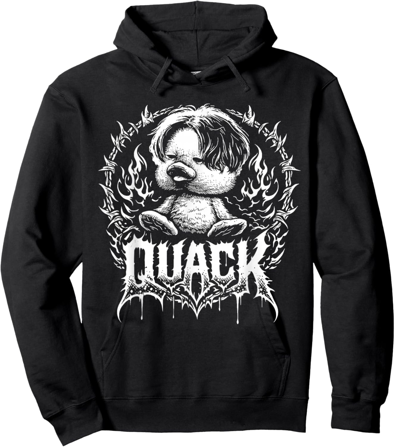Quack Funny Metal Duck Dark Humor Animal Meme Hoodie - Hoodie | Black