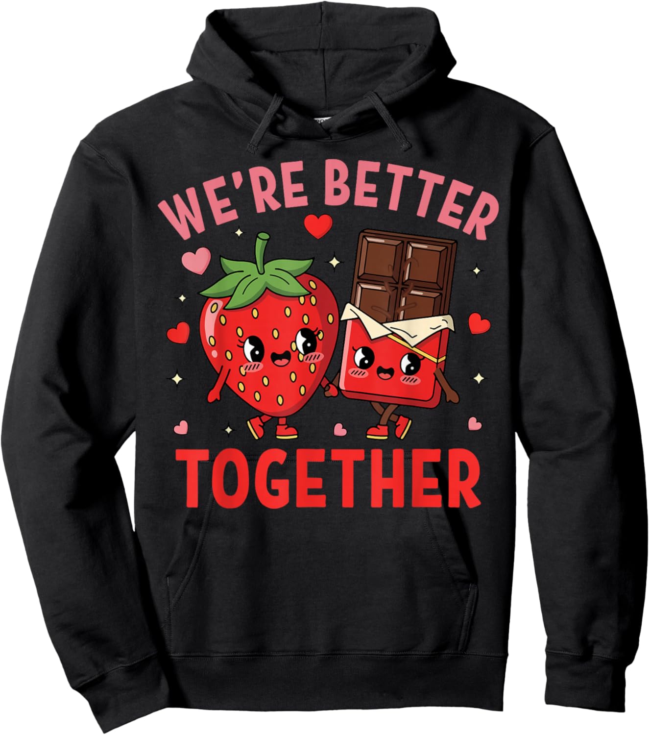 We're Better Together Strawberry Couple Valentine's Day Hoodie - Hoodie | Black