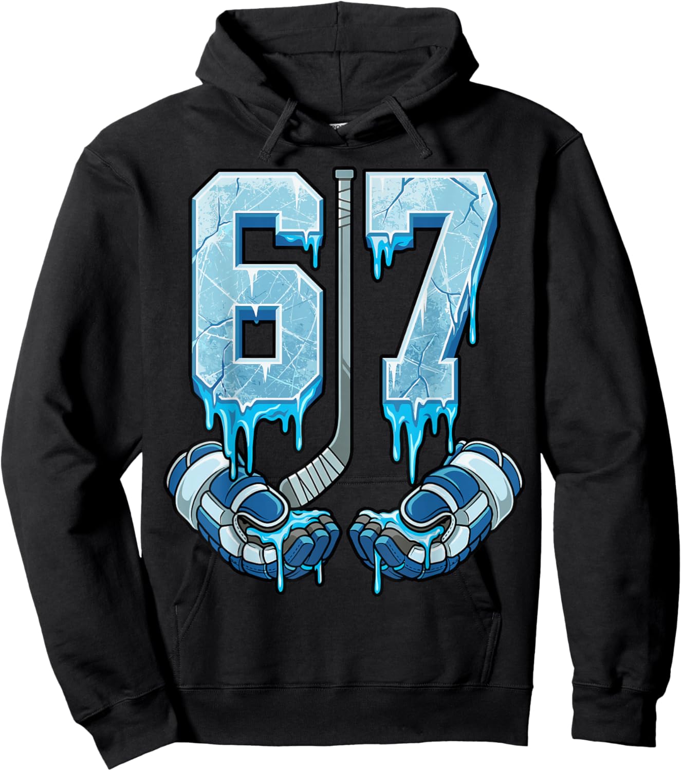 Ice Hockey 67 Drip Meme Six Seven Hoodie - Hoodie | Black