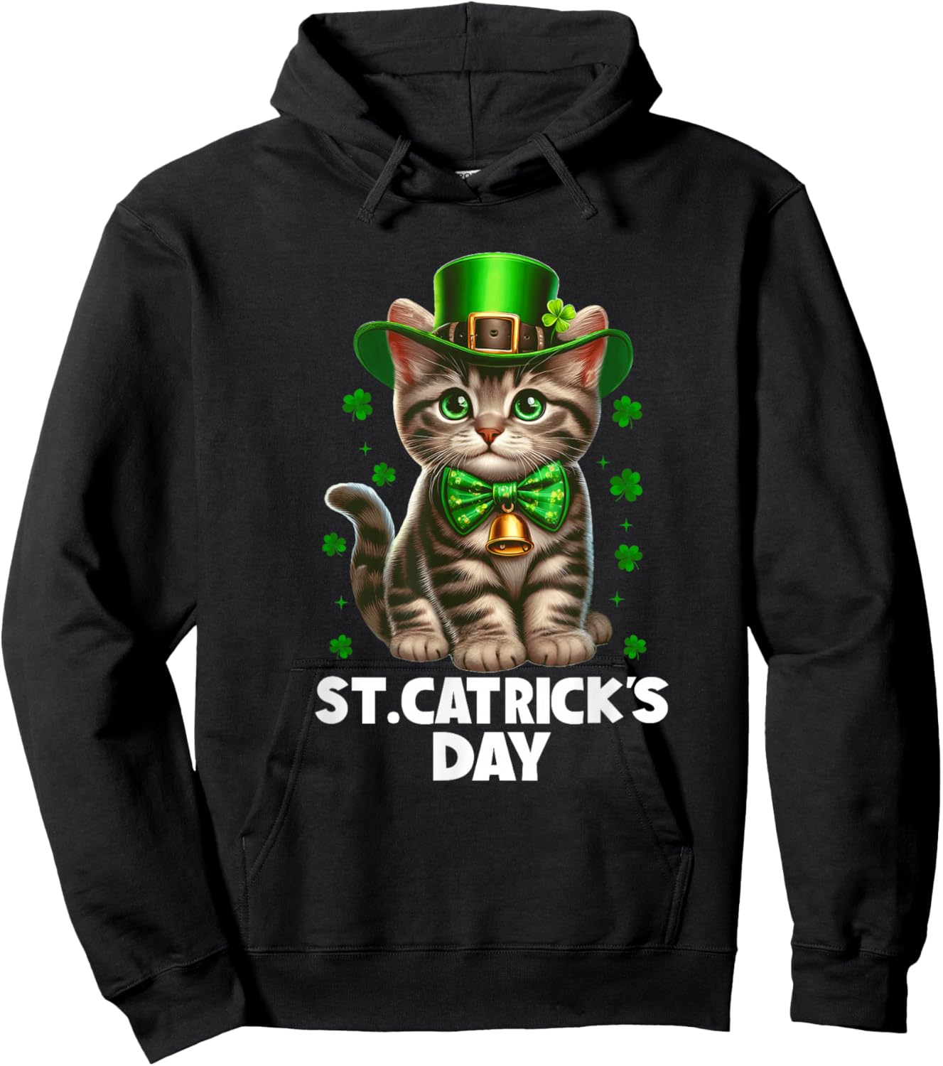 St Patricks Catricks Day Cats Saint Pattys Women Girls Kids Hoodie - Hoodie | Black