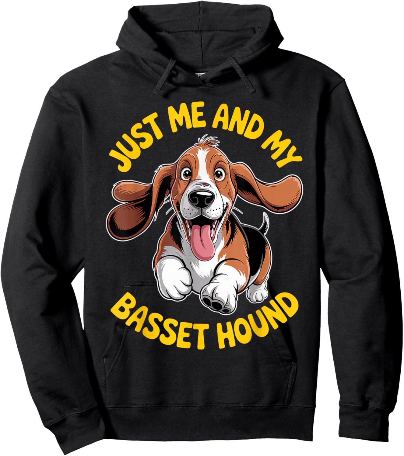 Cartoon Pet Dog Breed Pup Funny Just me and My Basset Hound Hoodie - Hoodie | Black
