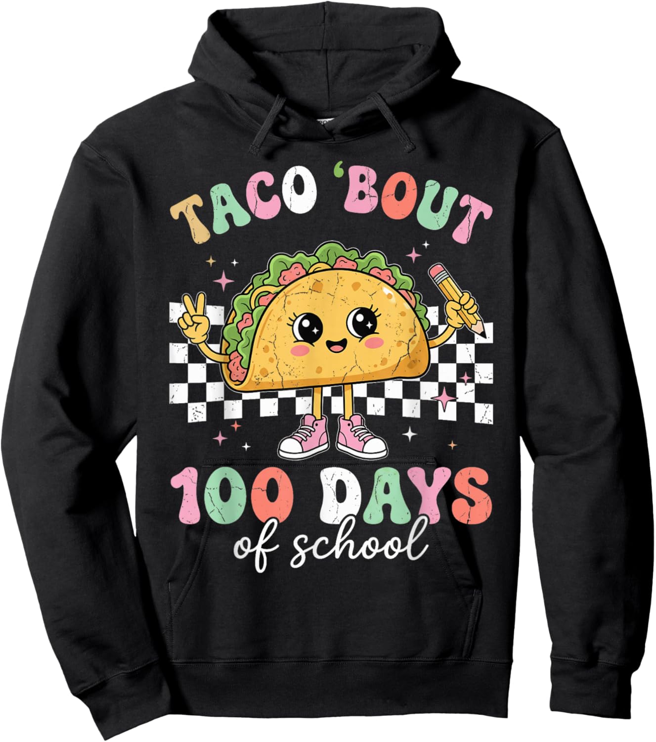 Taco Bout 100 Days of School Boys Girls Kid 100th Teacher Hoodie - Hoodie | Black