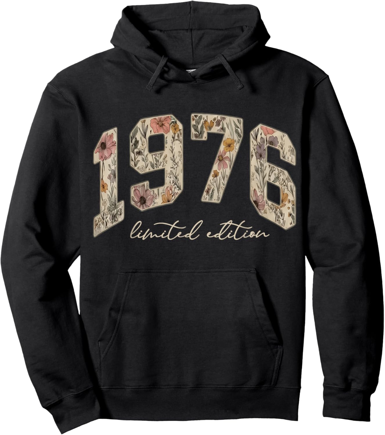 1976 Limited Edition 50th Birthday Retro Floral Chapter 50 Hoodie - Hoodie | Black
